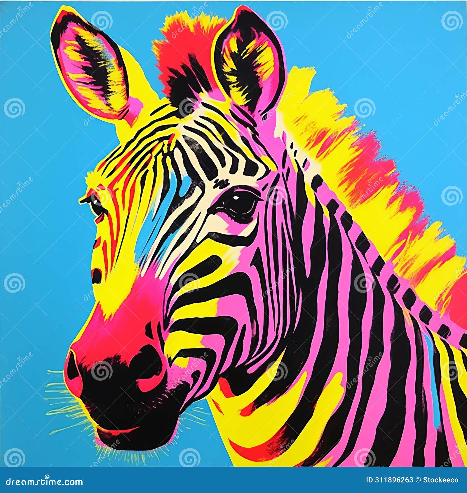 Colorful Zebra Art Inspired by Andy Warhol S Silkscreen