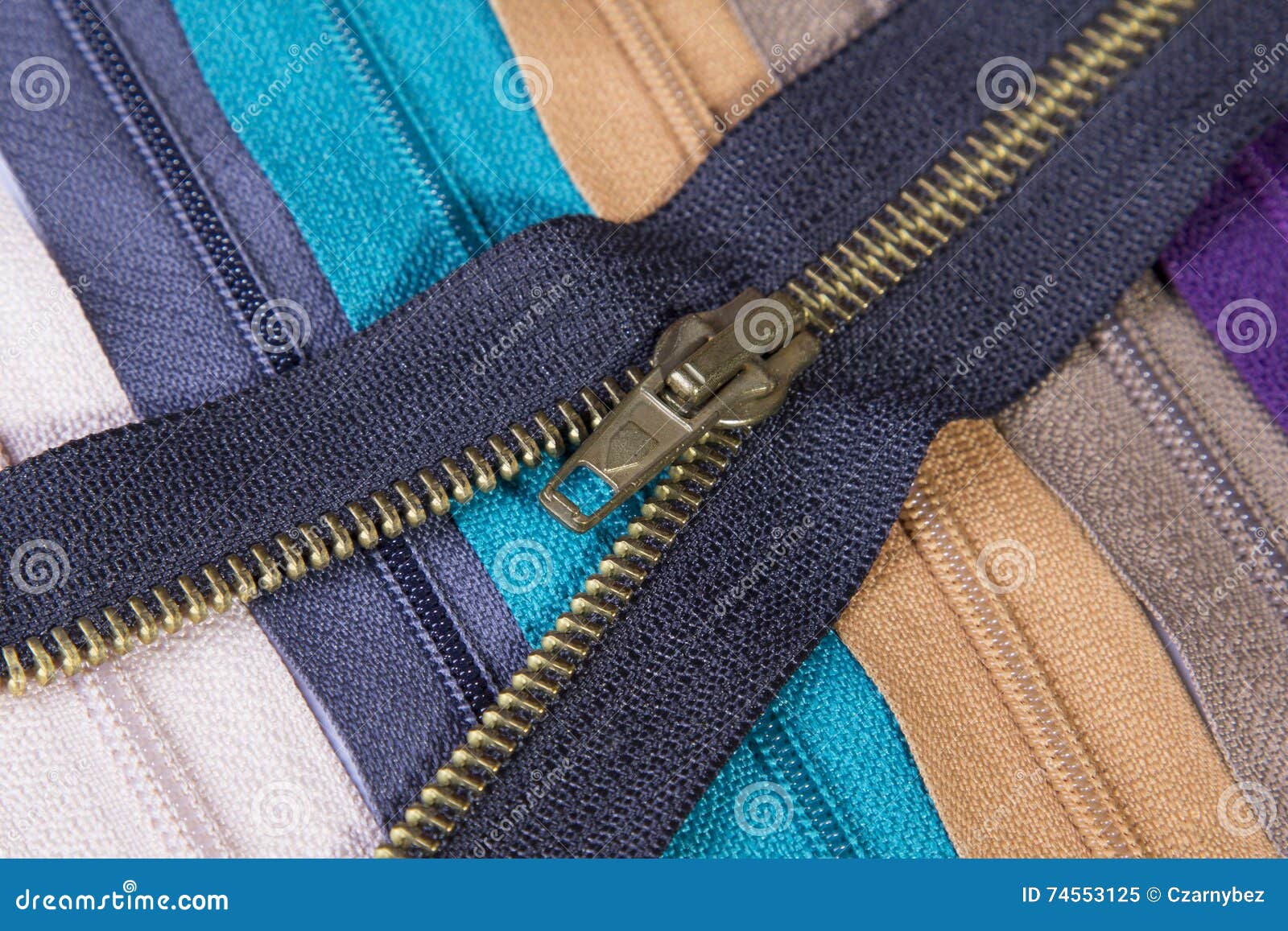 Colorful zippers stock image. Image of card, spanish 74553125
