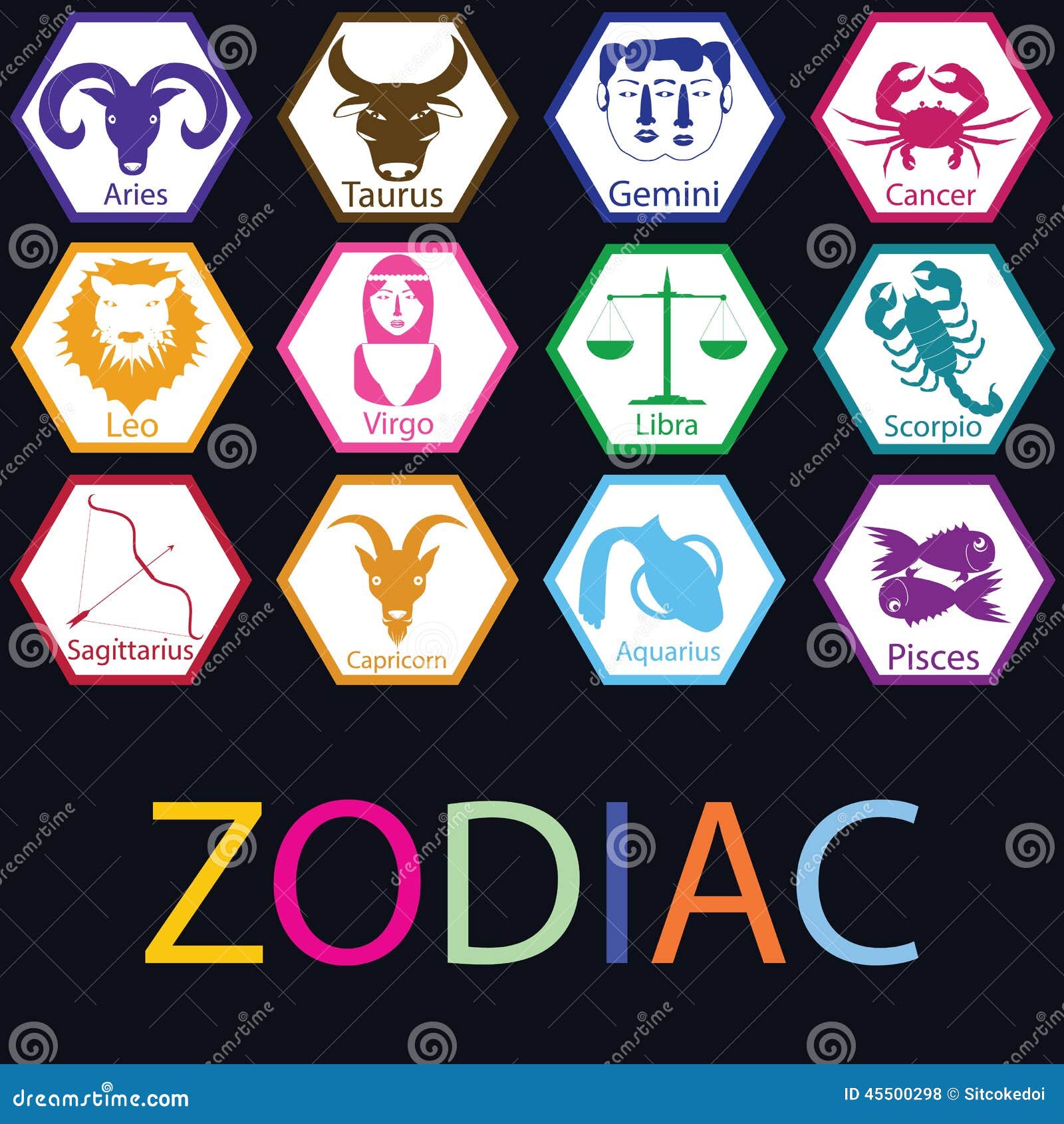Colorful Zodiac in the Polygon. Stock Vector - Illustration of cosmos