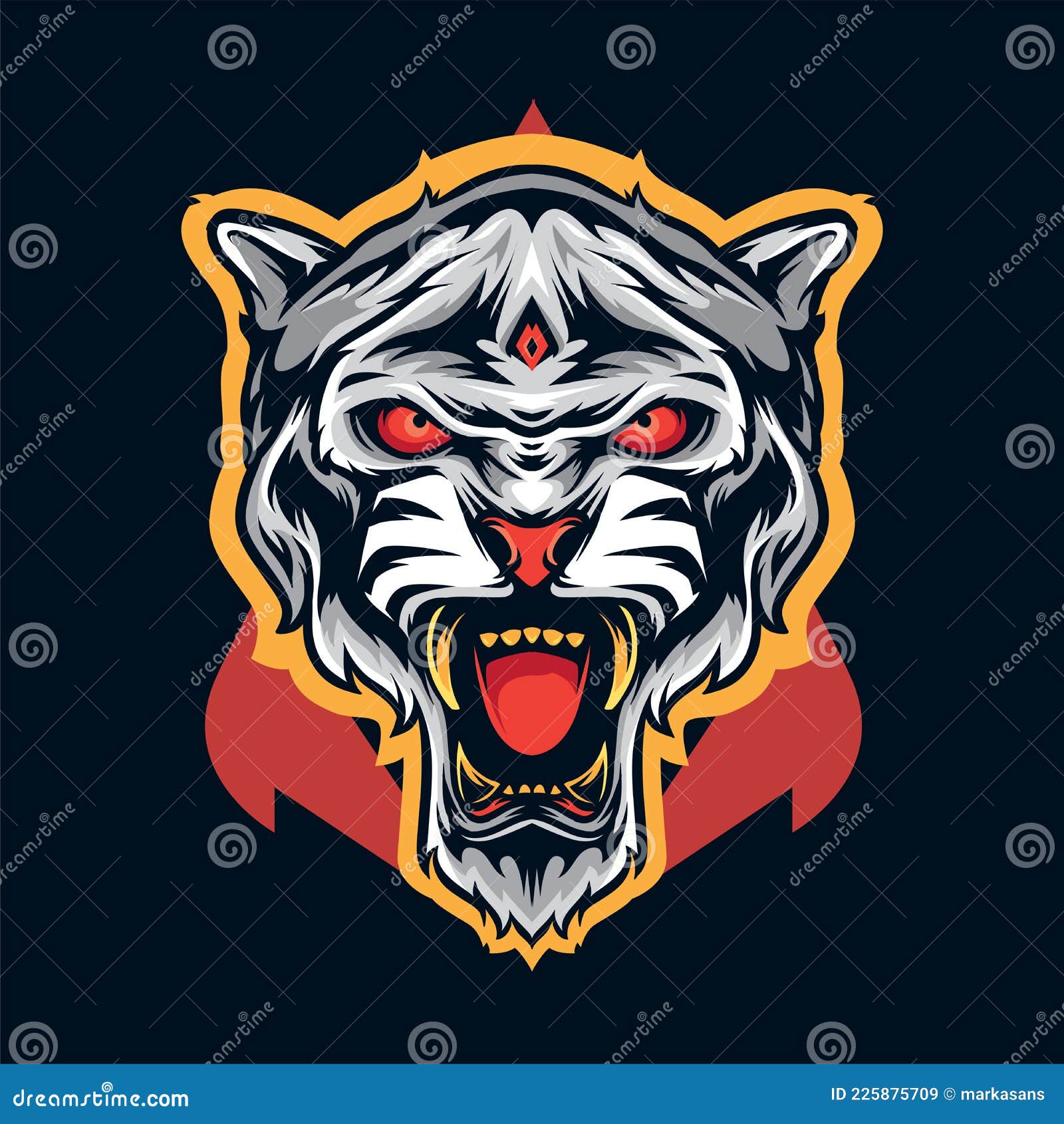Colorfull Angry Tiger Head. Illustrated White Tiger Stock Vector -  Illustration of design, graphic: 225875709