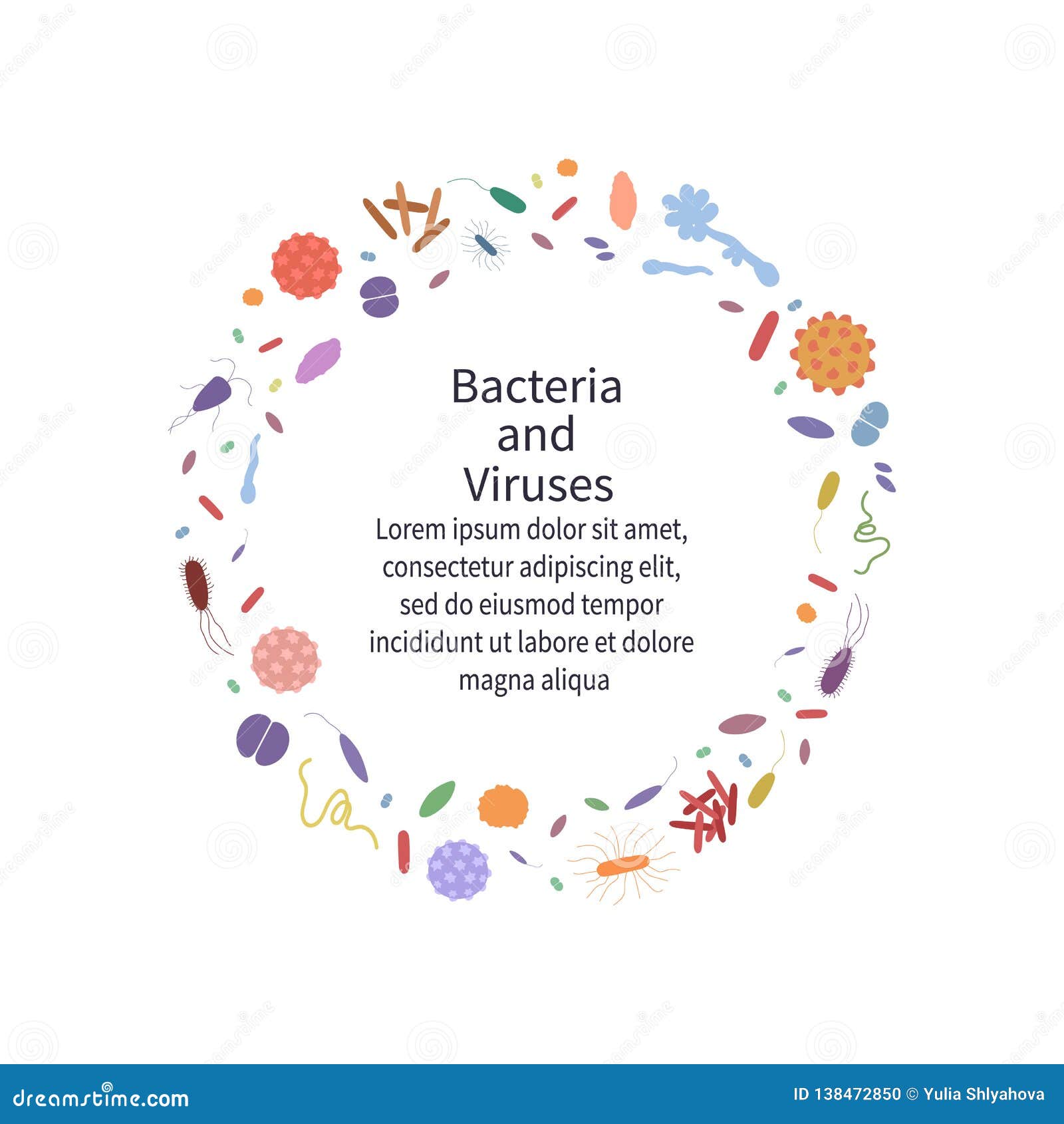 colorfull background with different dangerous viruses and bacteria