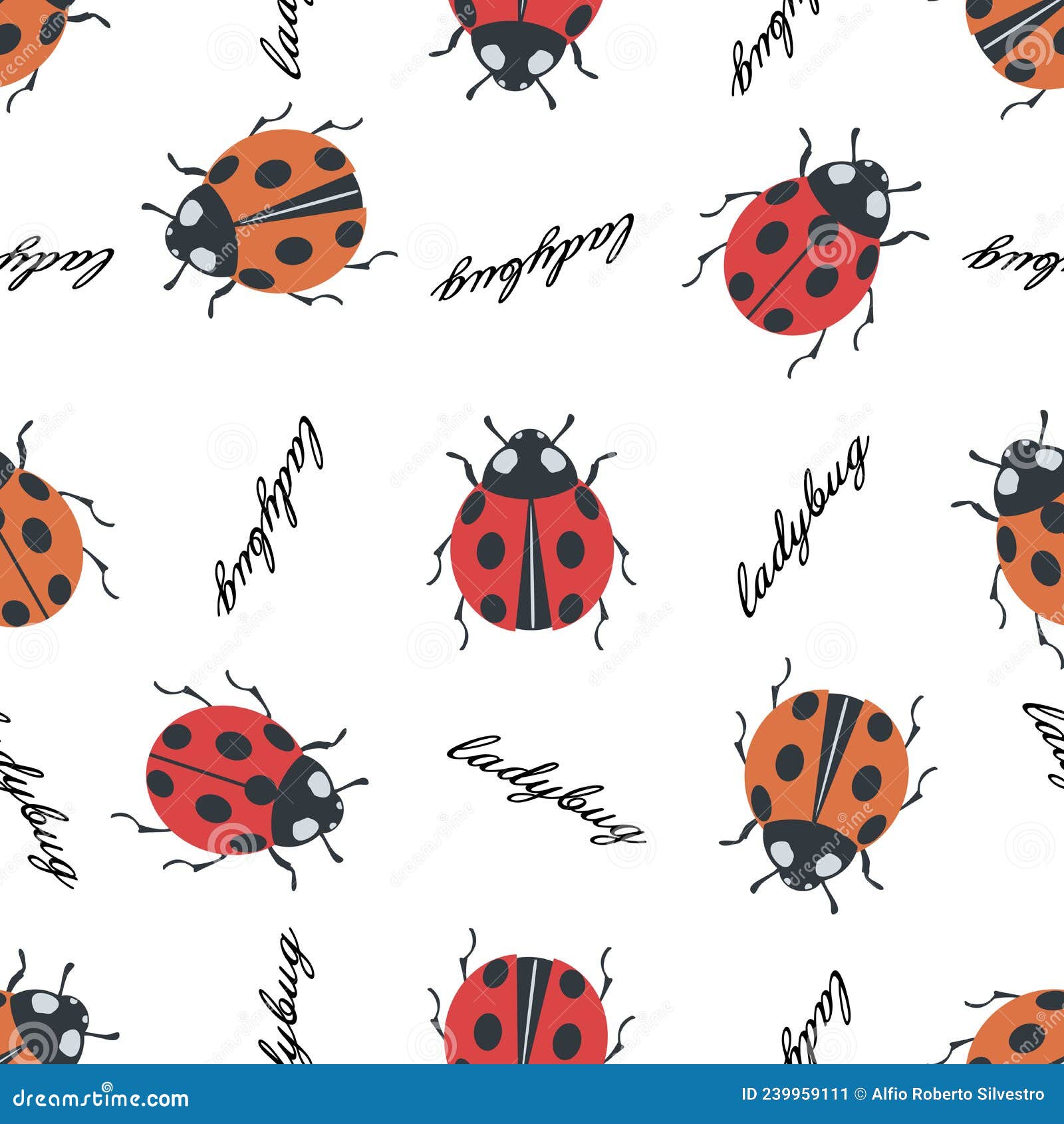 colorfull ladybug seamless pattern 