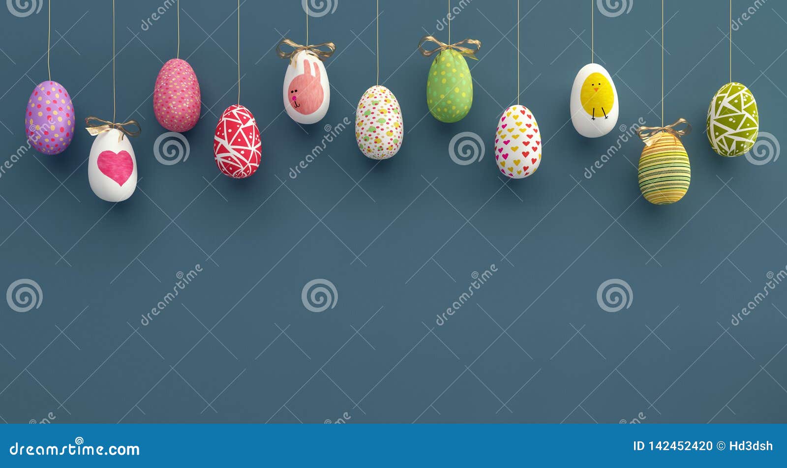 colorfully easter eggs background 3d rendering