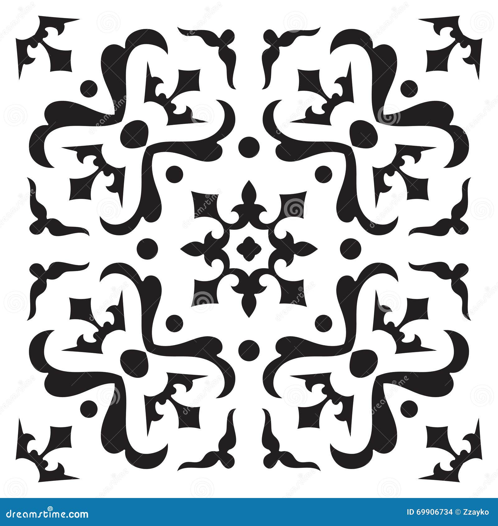 Colori del modello delle mattonelle del disegno della mano in bianco e nero Motivo decorativo