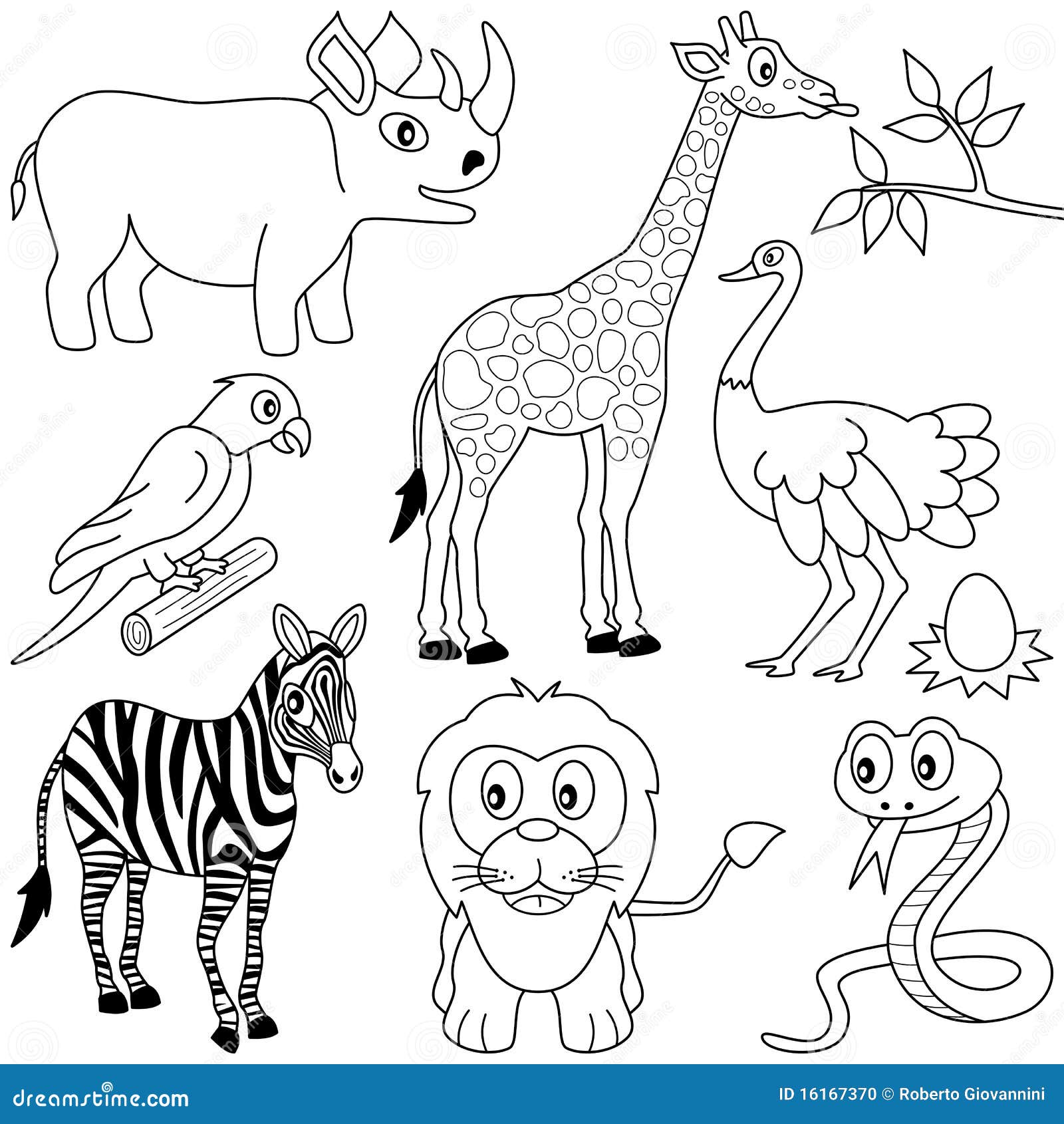 Coloring African Animals 1 Stock Vector Illustration