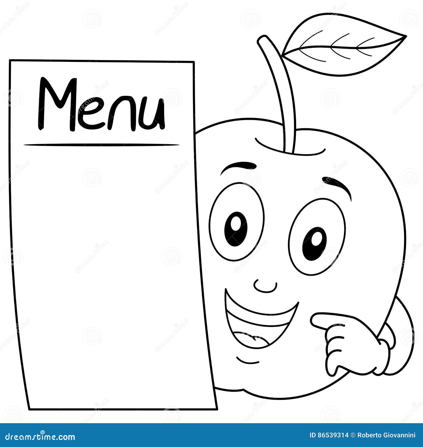 coloring apple character with blank menu stock vector menu coloring pages