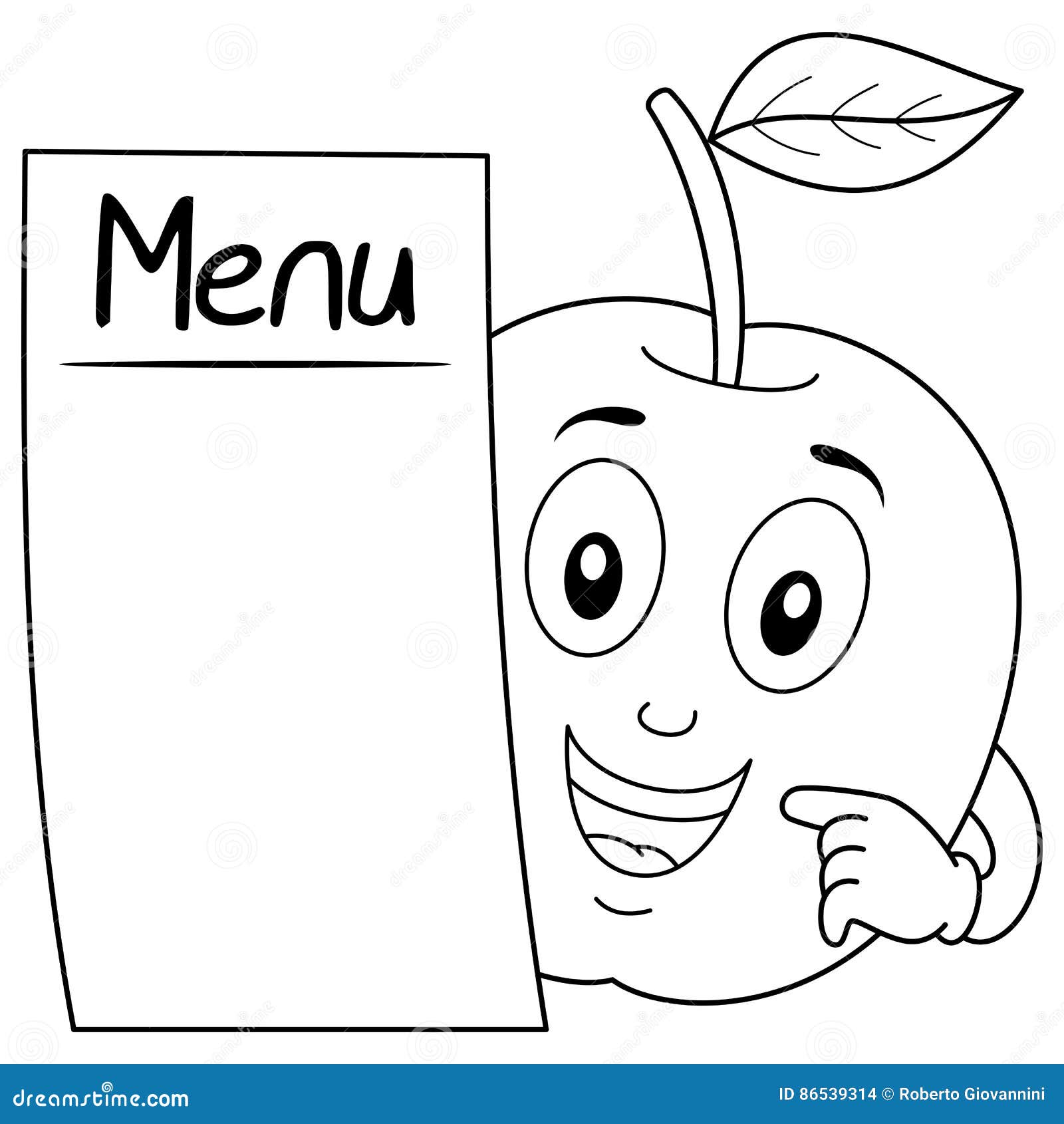 Download Coloring Apple Character With Blank Menu Stock Vector ...