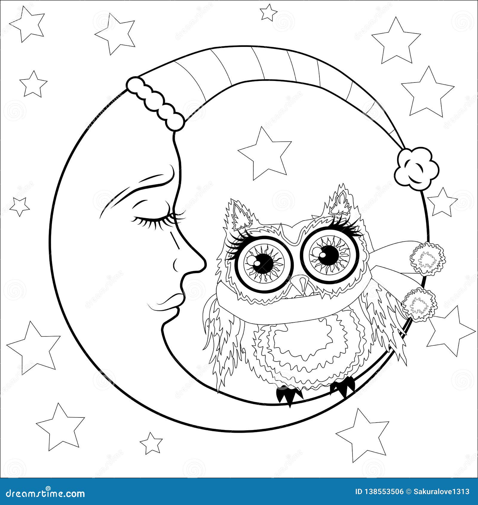 Coloring Book for Adult and Children. Coloring Page with an Owl on the