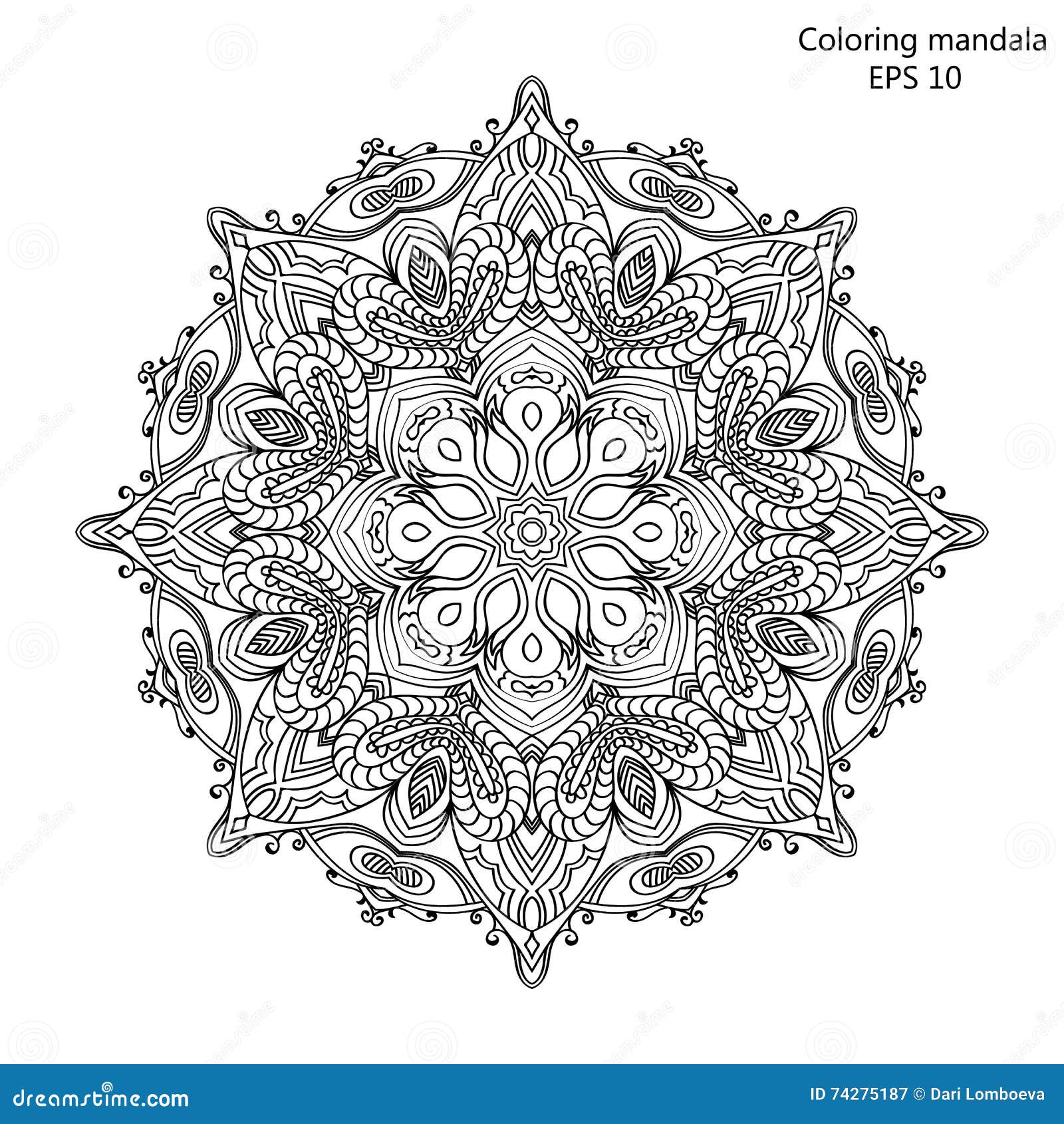 Download Coloring Book For Adult And Older Children. Page With Mandala Made Of Decorative Vintage Flowers ...