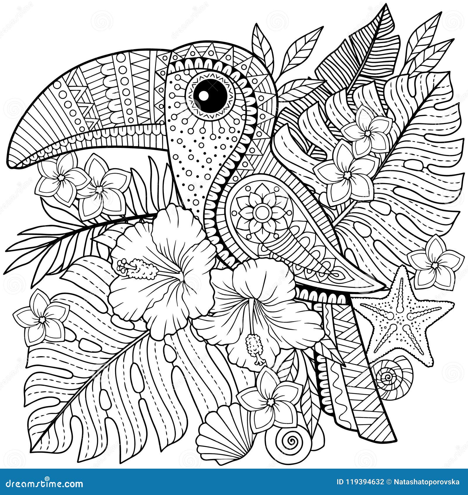 https://thumbs.dreamstime.com/z/coloring-book-adults-toucan-tropical-leaves-flowers-page-relax-relif-119394632.jpg