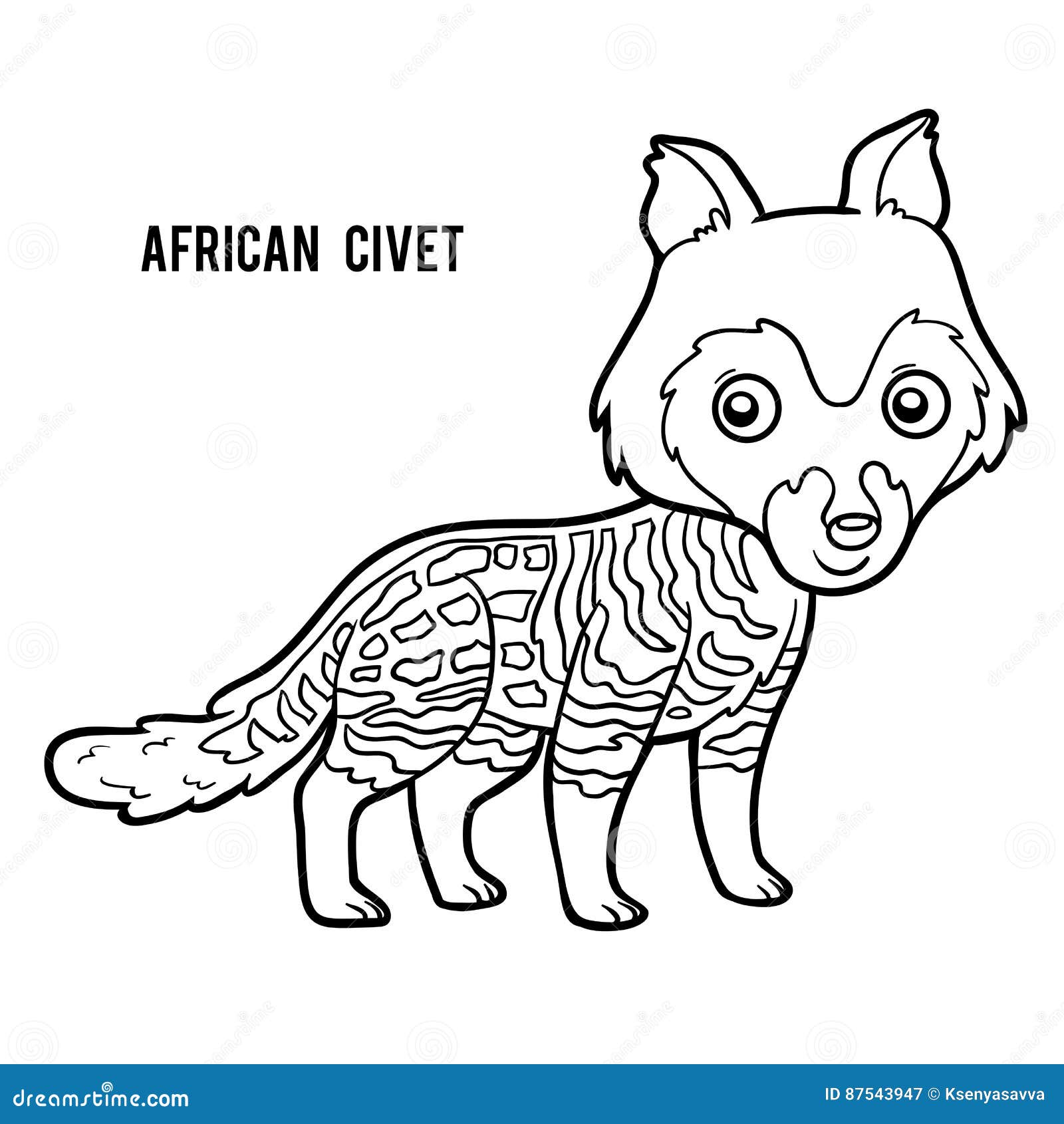 coloring book, african civet