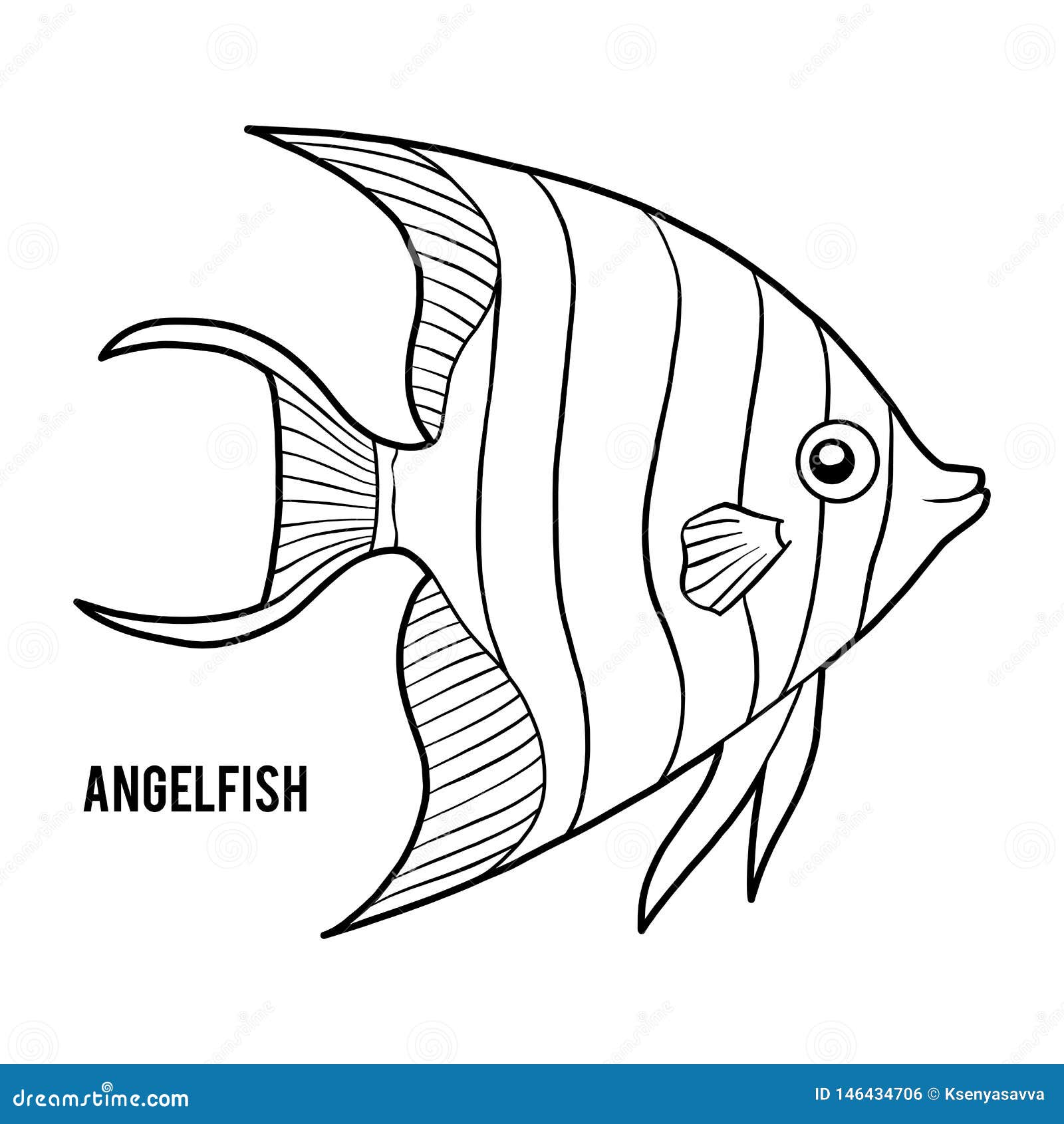 Coloring book, Angelfish stock vector. Illustration of child - 146434706