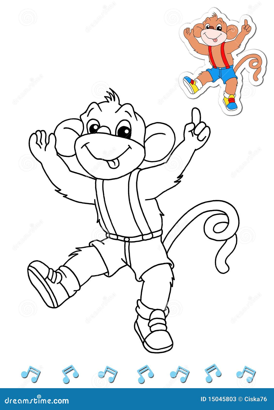 Coloring Book Animal Dancers 12 - Monkey Stock Illustration ...