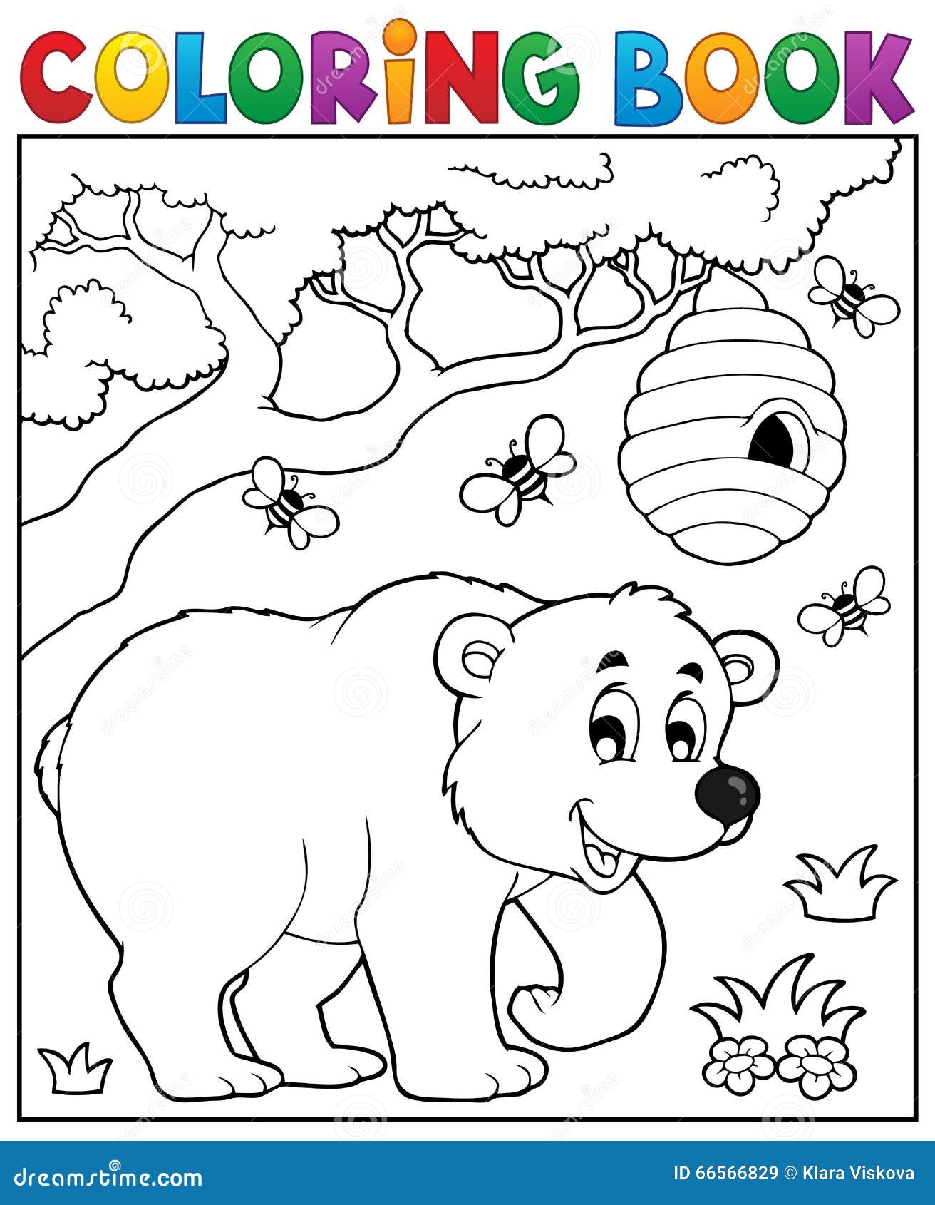 Coloring book bear theme 3 stock vector. Illustration of nature 66566829