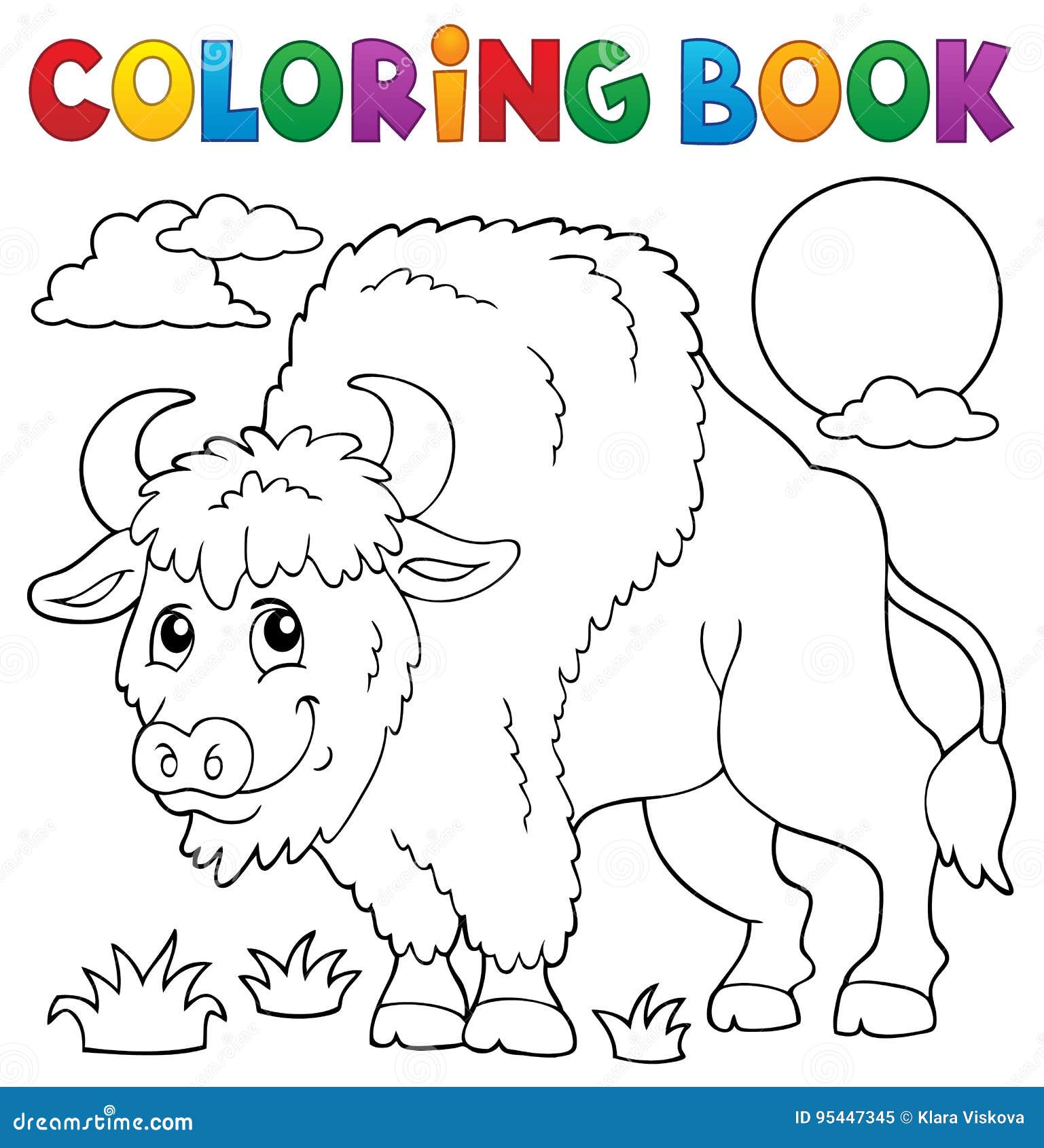 Coloring Book Bison Theme 1 Stock Vector - Illustration of hair