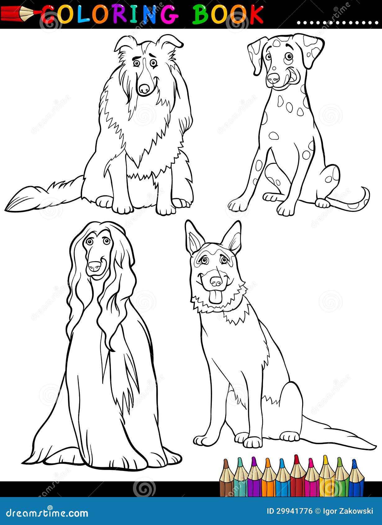 cartoon purebred dogs coloring page