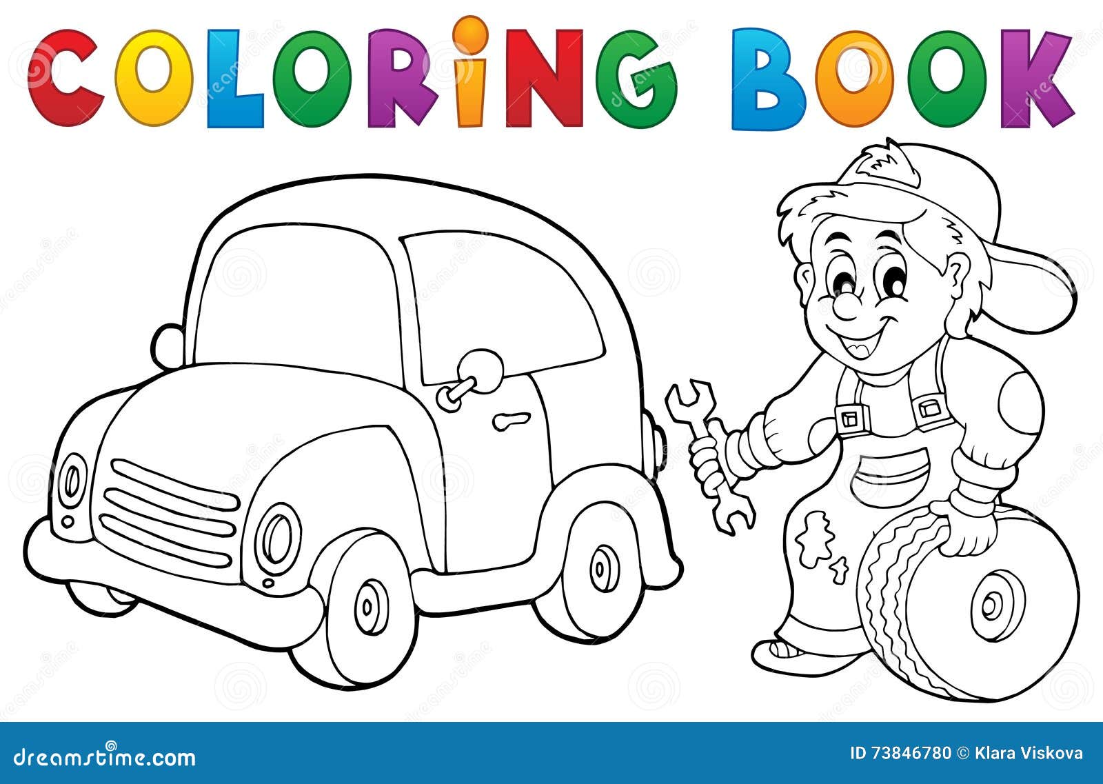 Coloring Book Car Mechanic Theme 1 Stock Vector - Illustration of