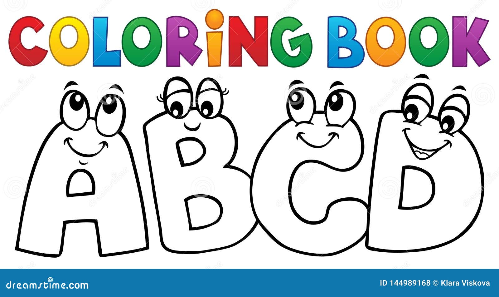 Coloring Book Cartoon ABCD Letters 1 Stock Vector