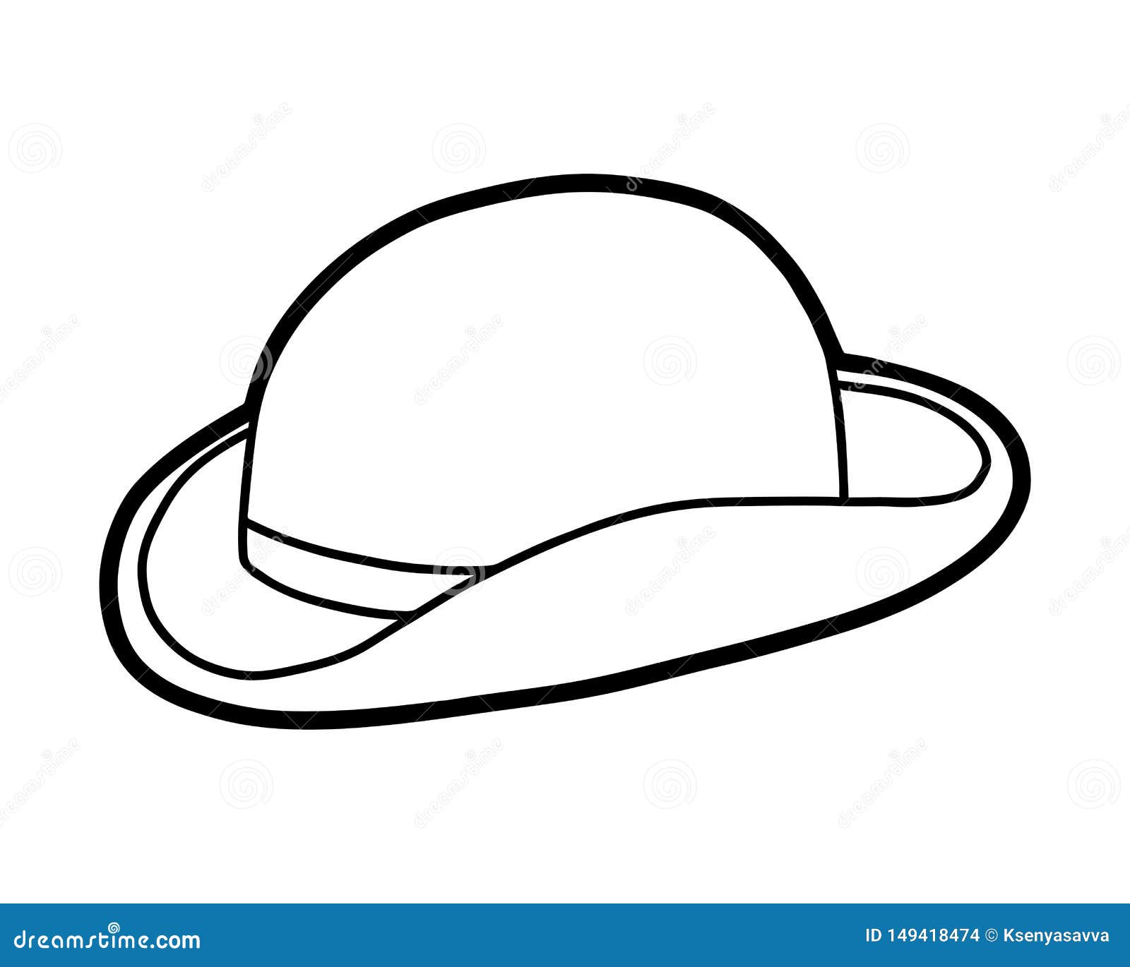 Coloring Book, Cartoon Headwear, Bowler Hat Stock Vector - Illustration ...