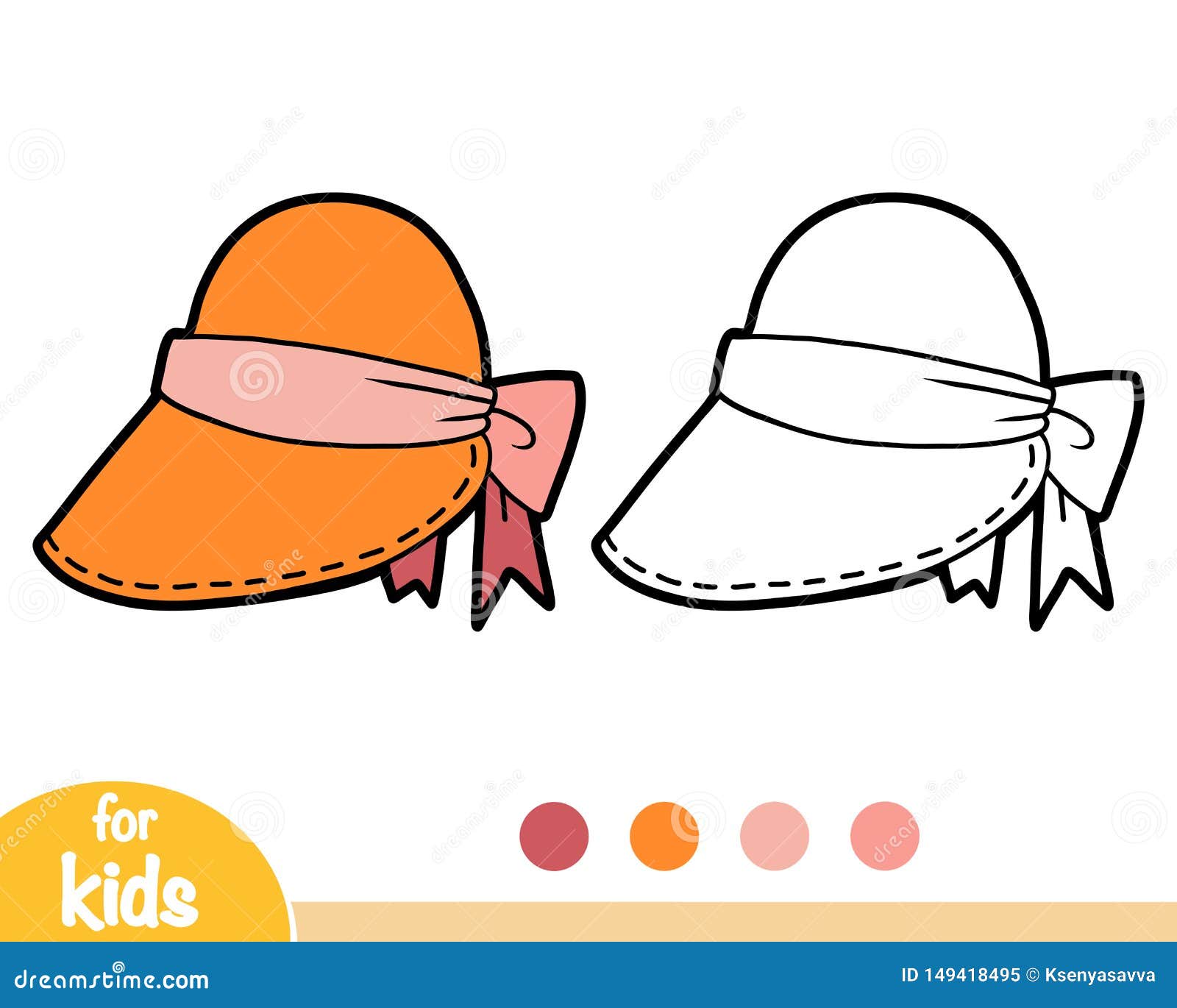 Coloring Book, Cartoon Headwear, Visor Hat Stock Vector - Illustration ...