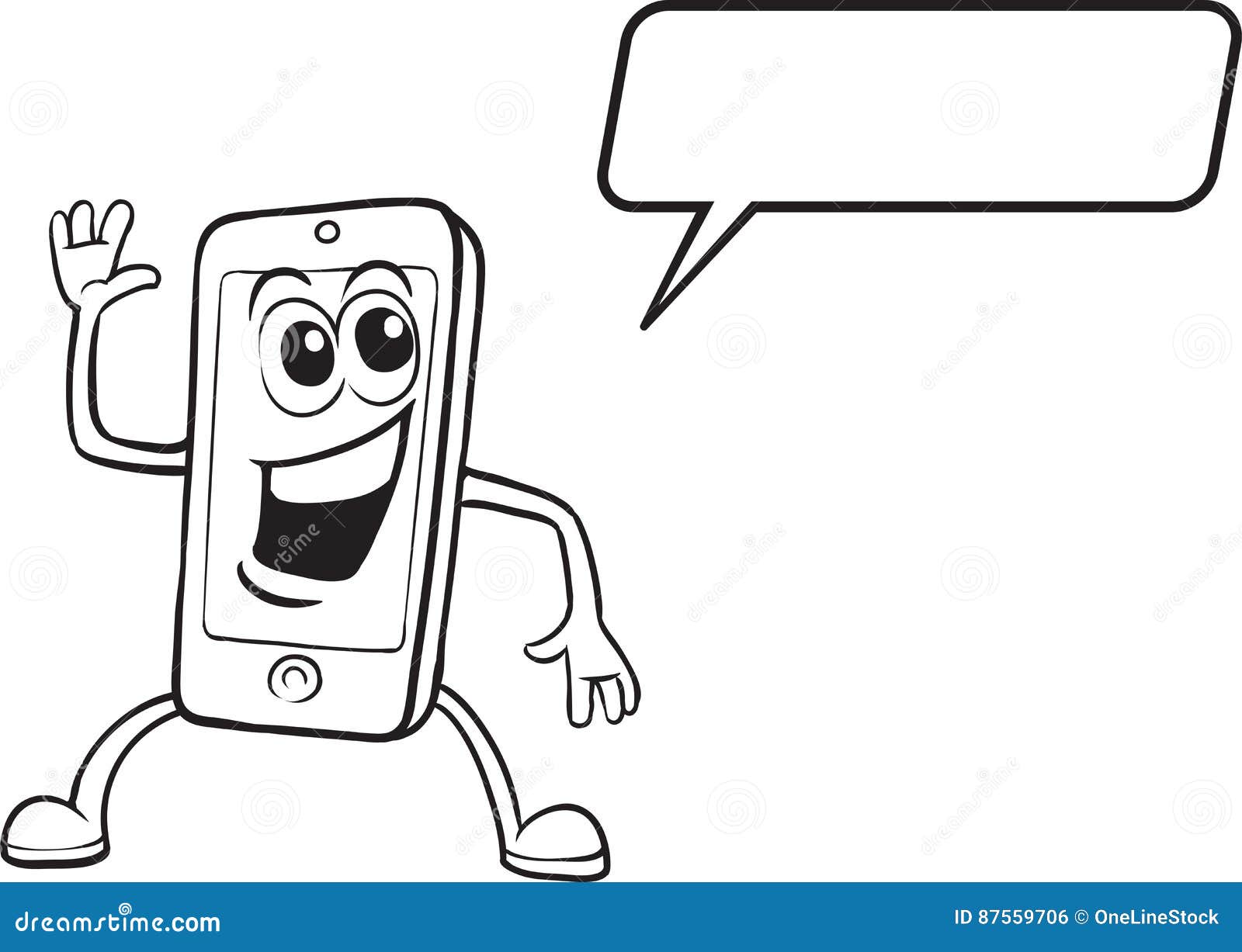 Coloring Book Cartoon Smiling Cell Phone Character Stock Vector Illustration Of Technology Expression 87559706