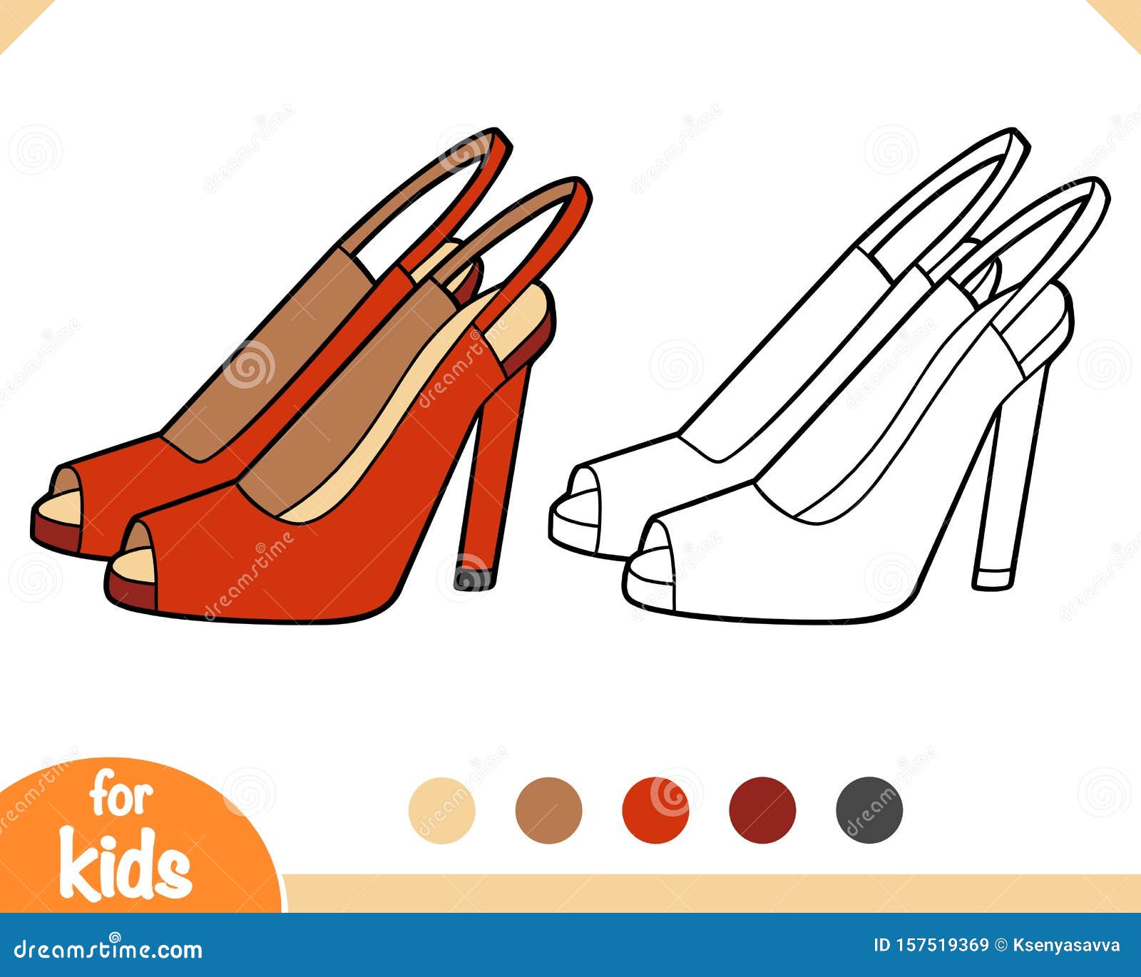 Coloring Book, Cartoon Women Shoes Stock Vector - Illustration of black,  lady: 157519369