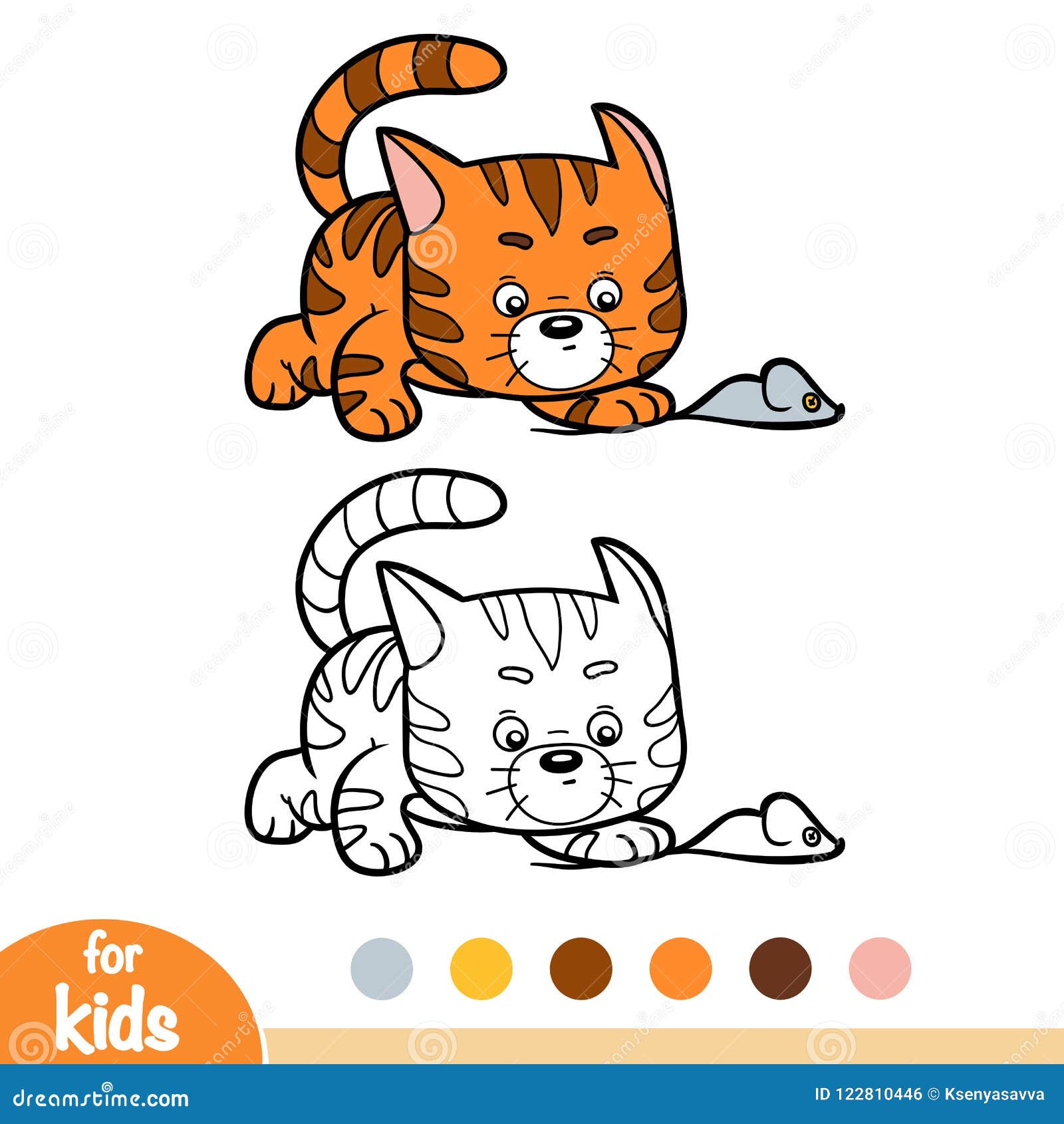 Coloring book, Cat stock vector. Illustration of kitten - 122810446