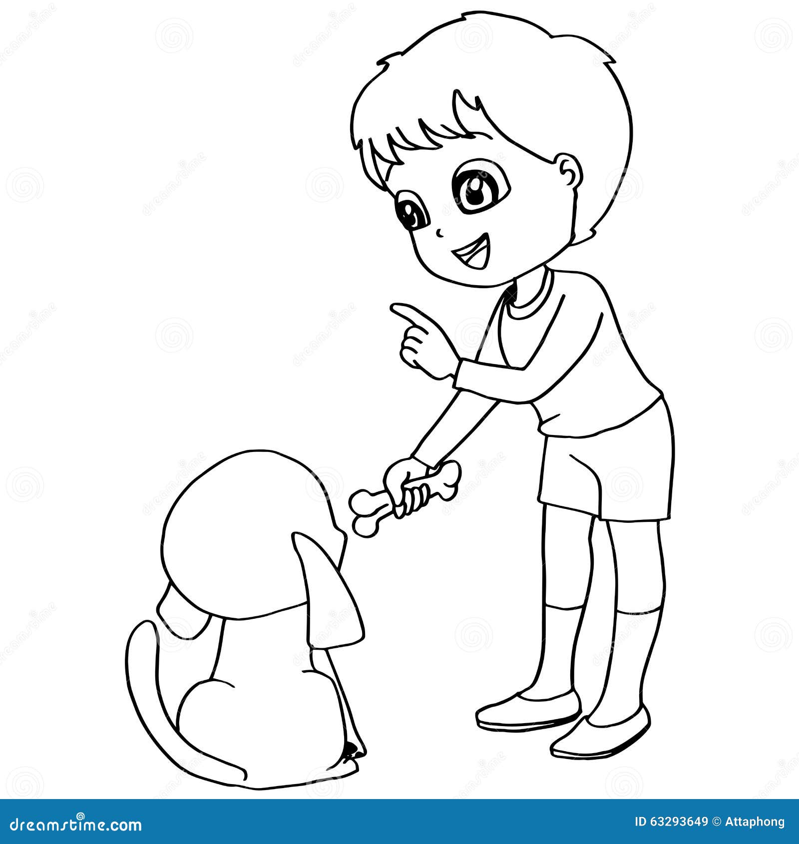 Coloring Book Child Feeding Dogs Vector Stock Vector Image 63293649