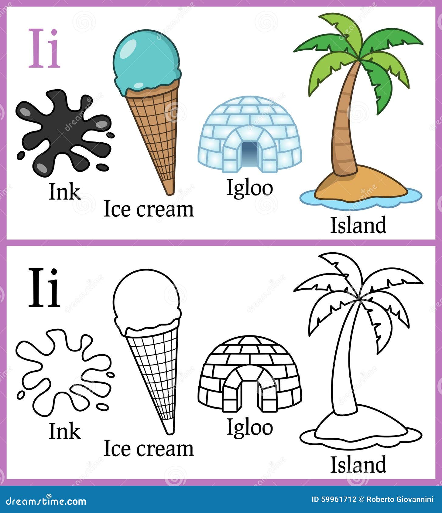 coloring book for children - alphabet i