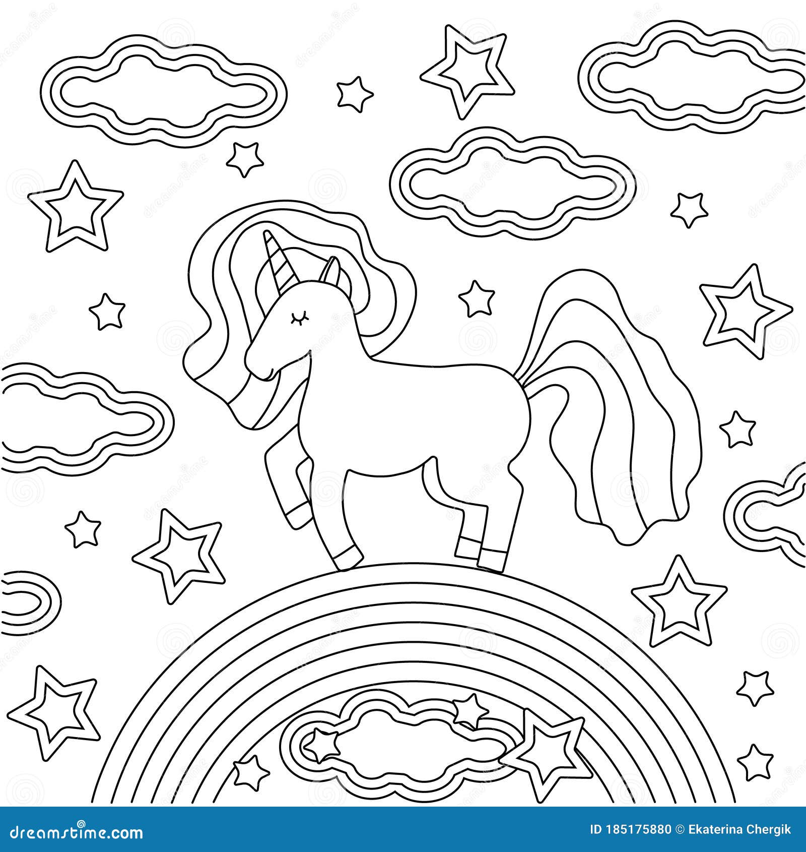 Download Coloring Book For Children With A Cute Unicorn Stock Vector Illustration Of Icon Fashion 185175880