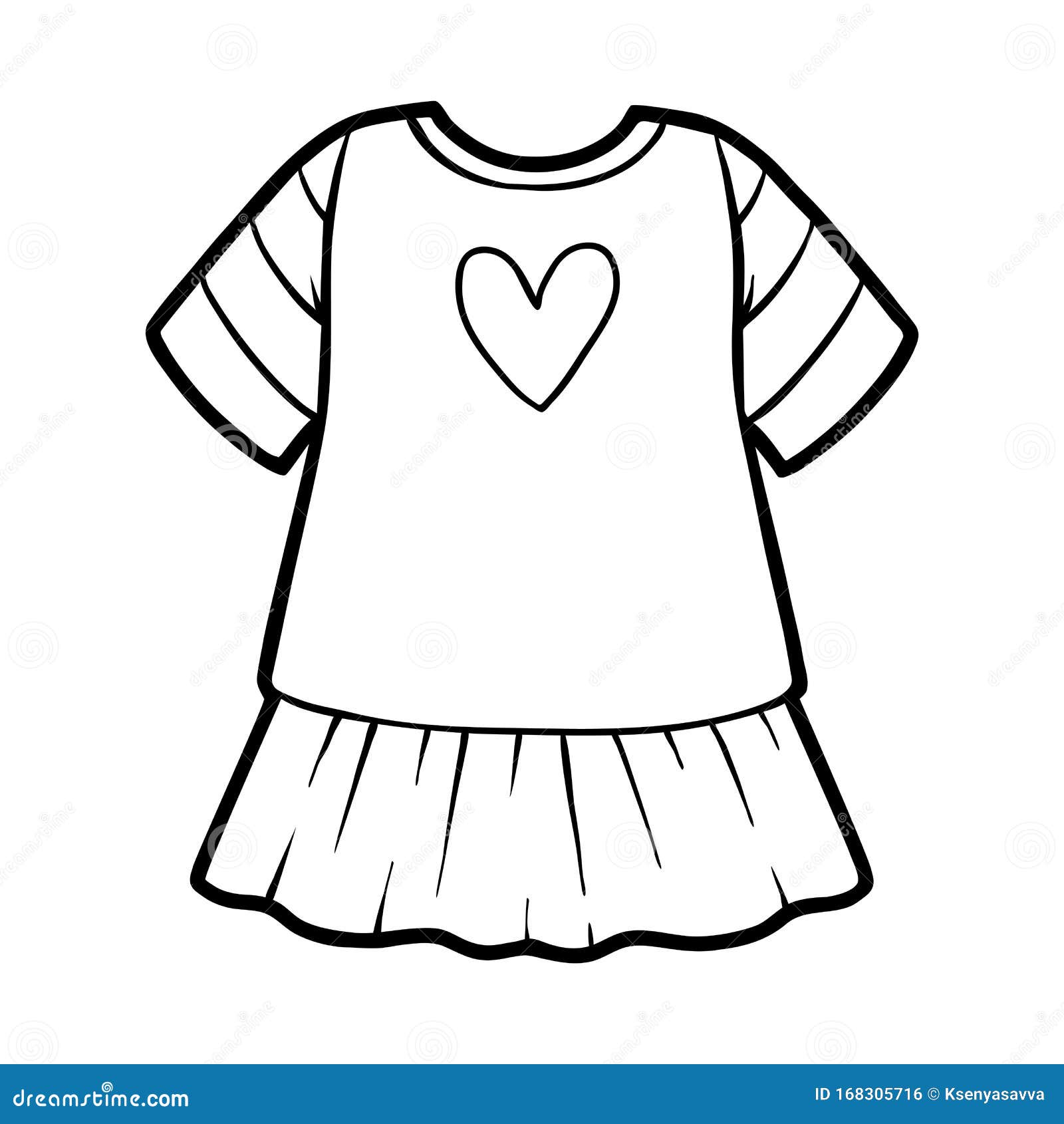 Coloring Book, Dress with a Heart Stock Vector - Illustration of ...