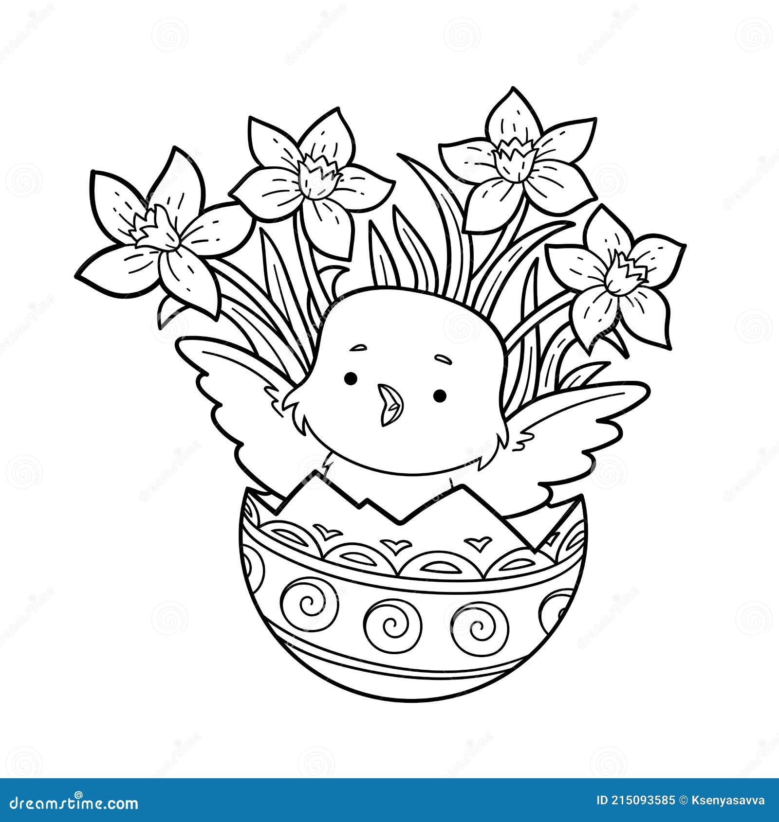 Funny Little Bird Coloring Page for Kids Gráfico por