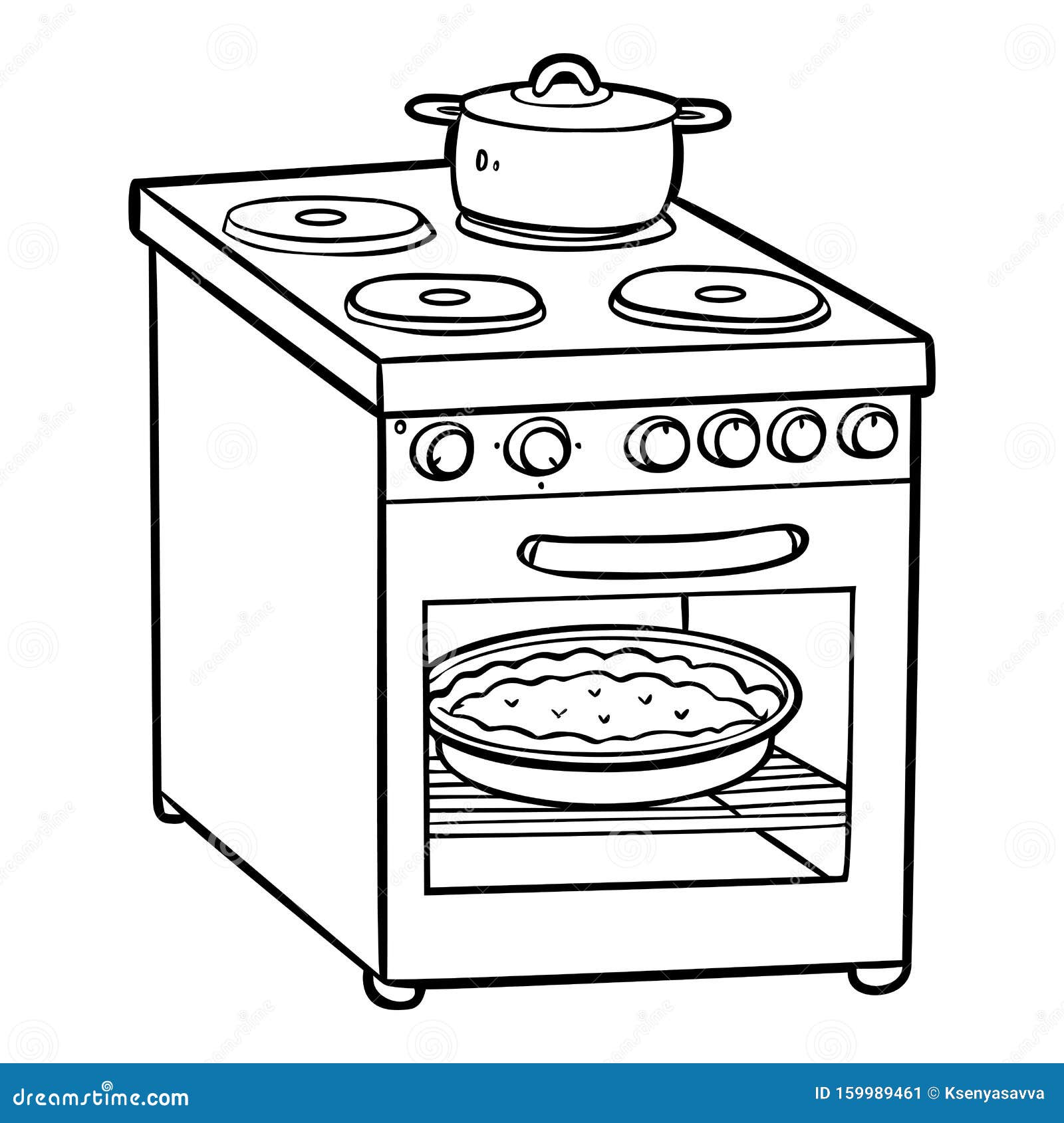 Coloring Book For Children Electric Stove Stock Vector Illustration Of Cooktop Device 159989461