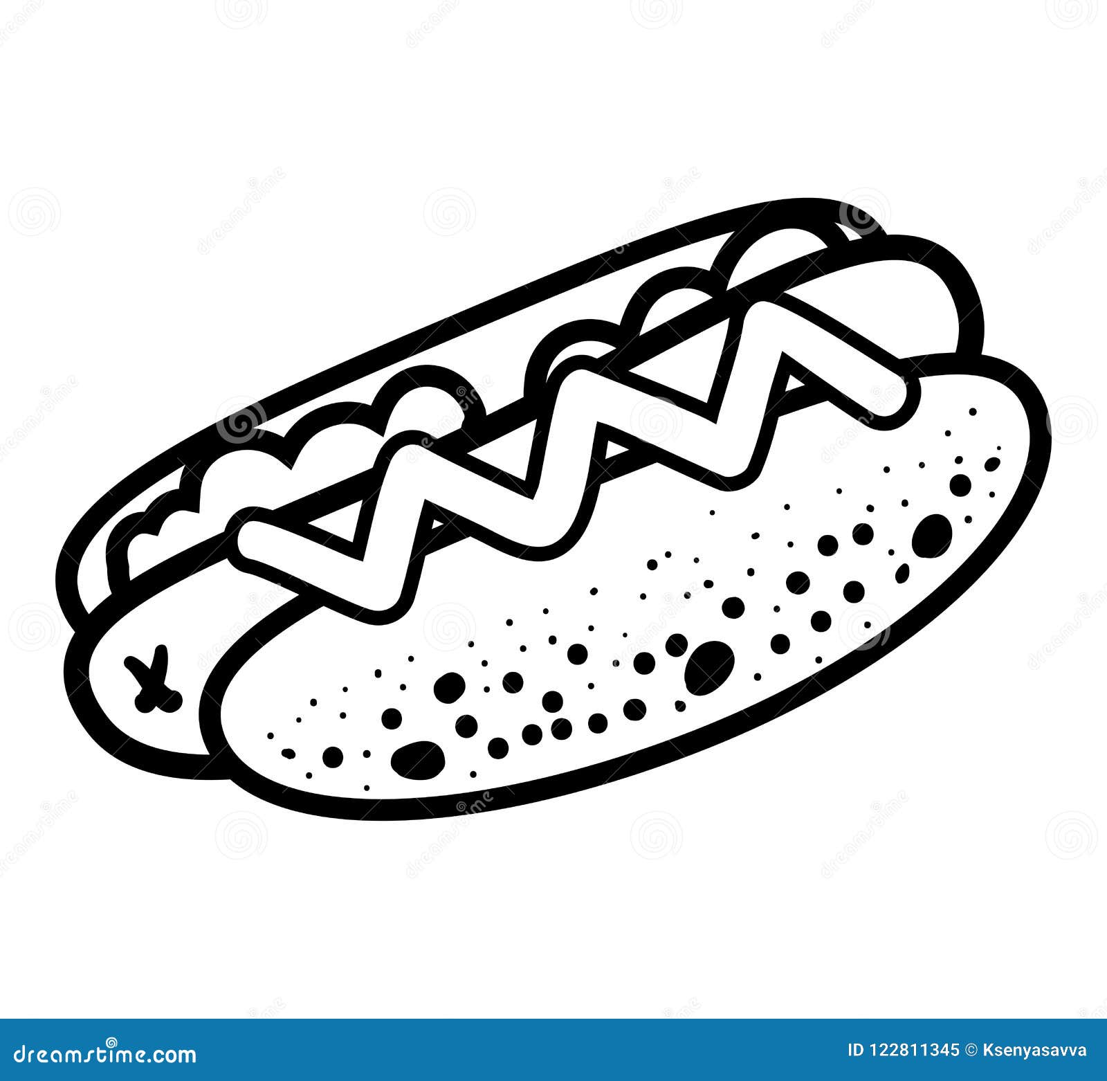 Coloring book, Hot dog stock vector. Illustration of education 122811345