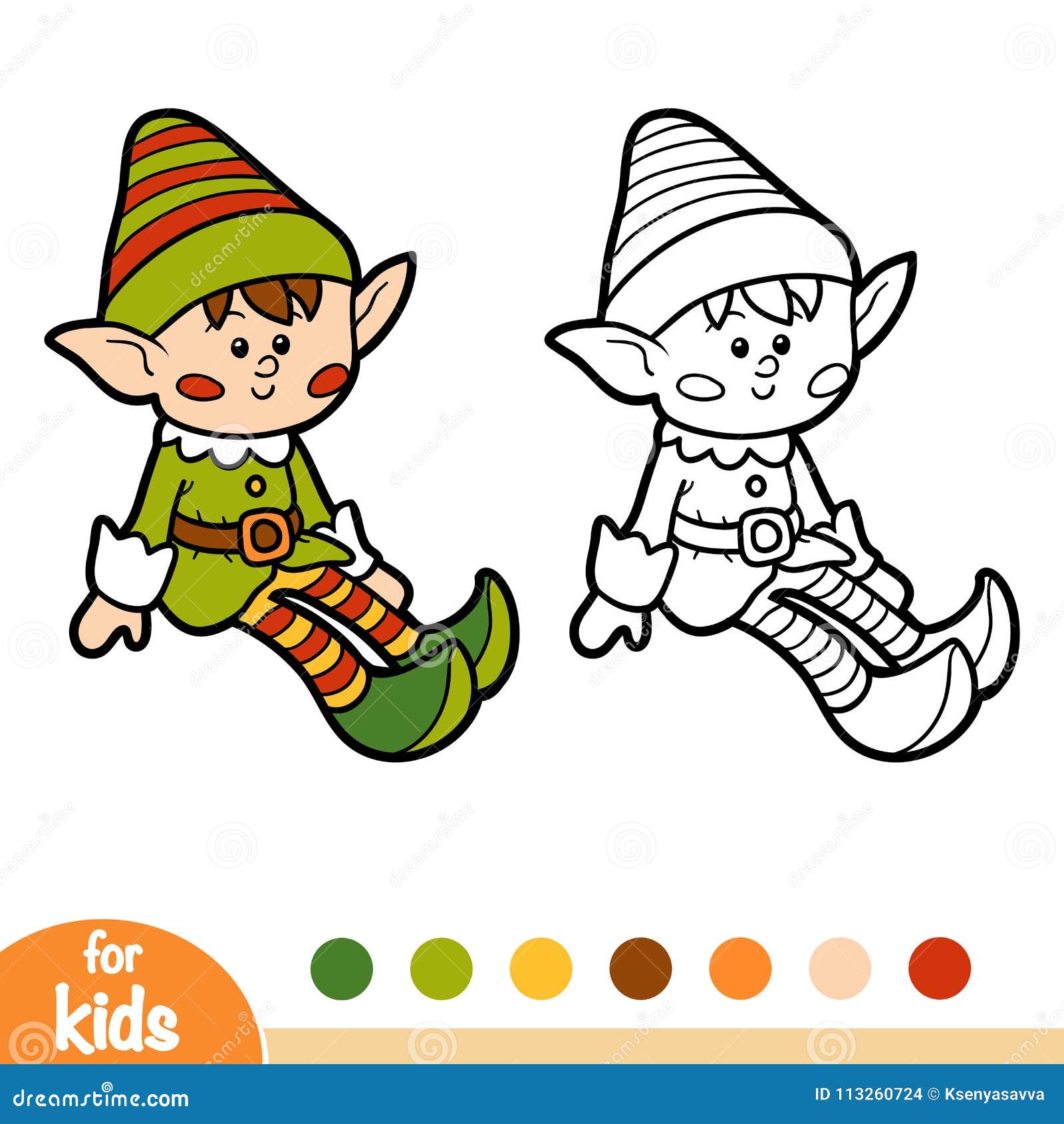 Coloring Book for Children, Elf Stock Vector - Illustration of