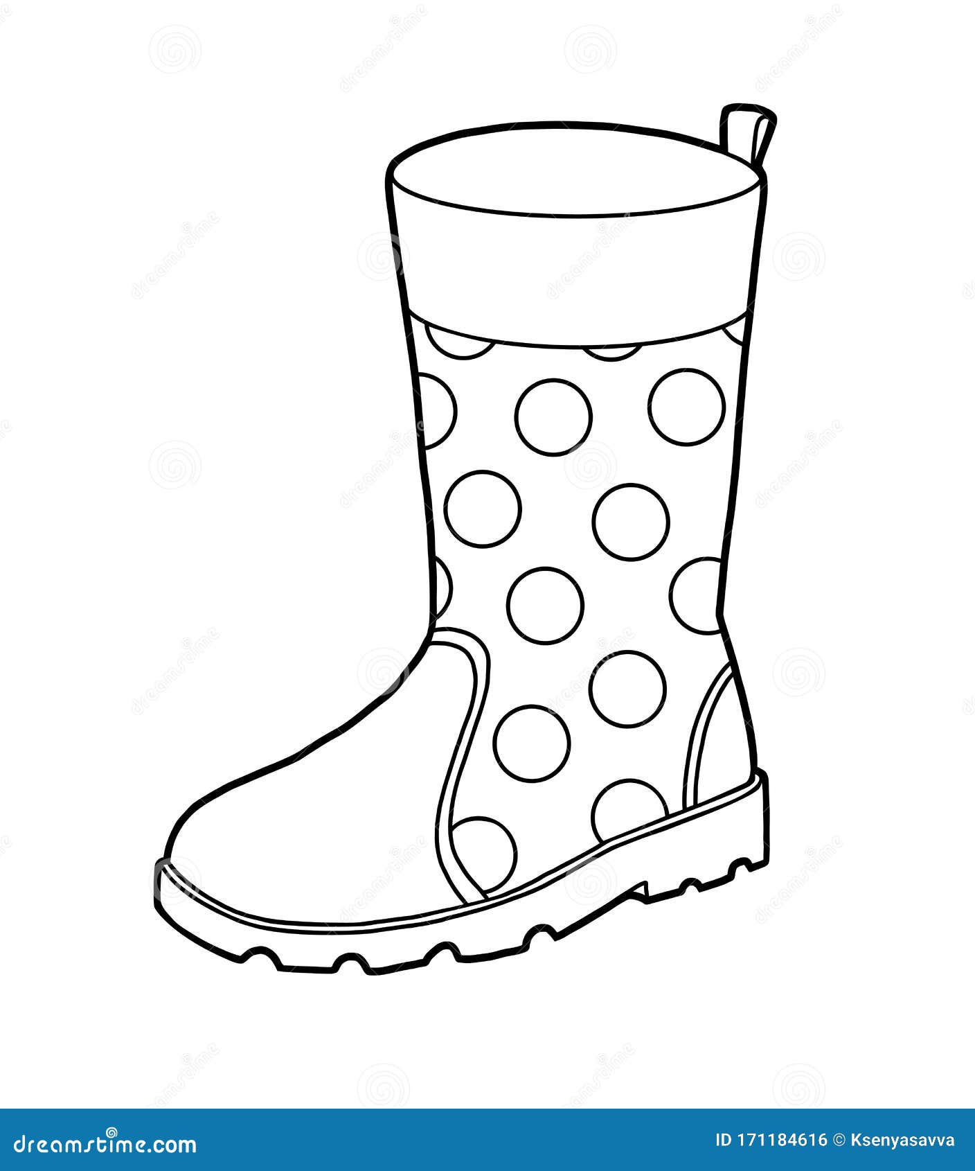 Coloring Book for Kids, Rubber Boots Stock Vector Illustration of