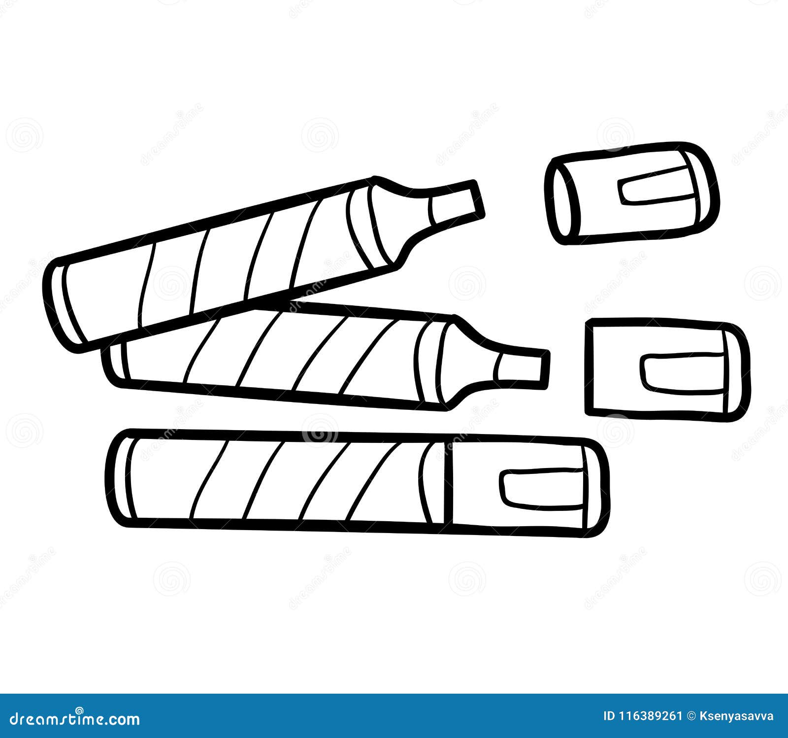 Coloring Book, Set of Markers Stock Vector - Illustration of