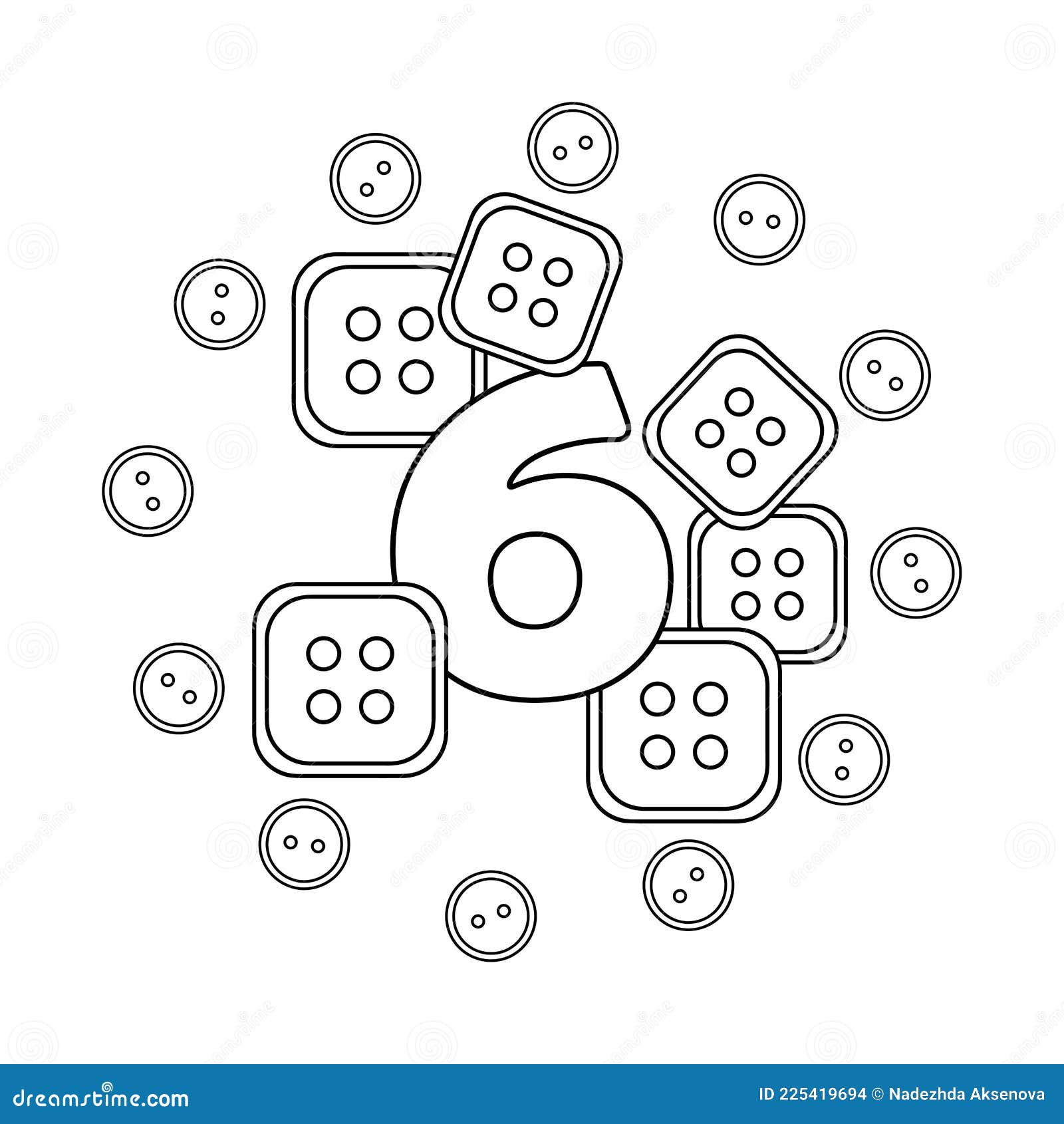 Download Coloring Book For Children. Six . Numbers. Buttons, Needlework. Learning And Playing. Stock ...