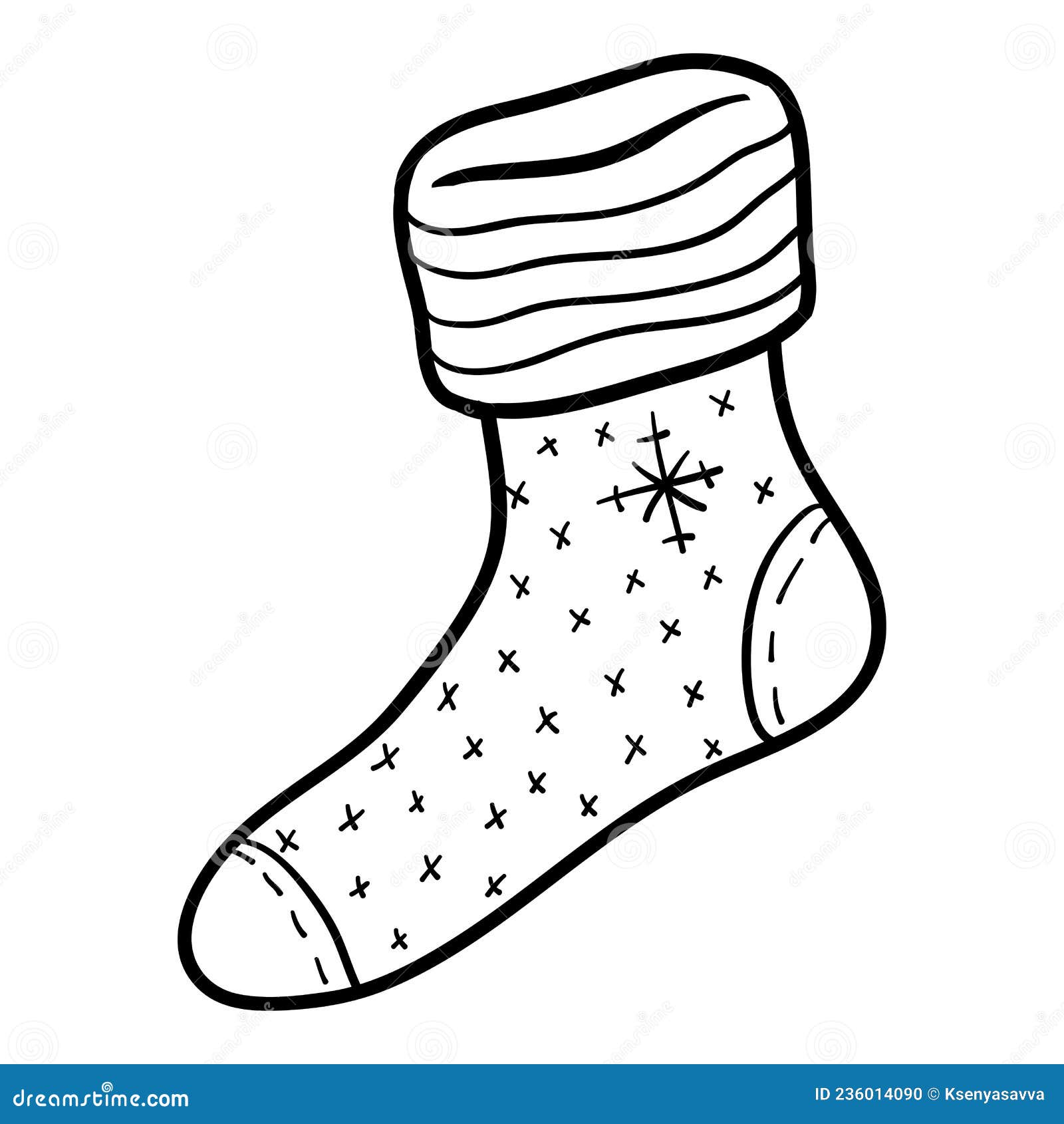 Coloring Book for Kids, Sock with Snowflake Stock Vector - Illustration ...