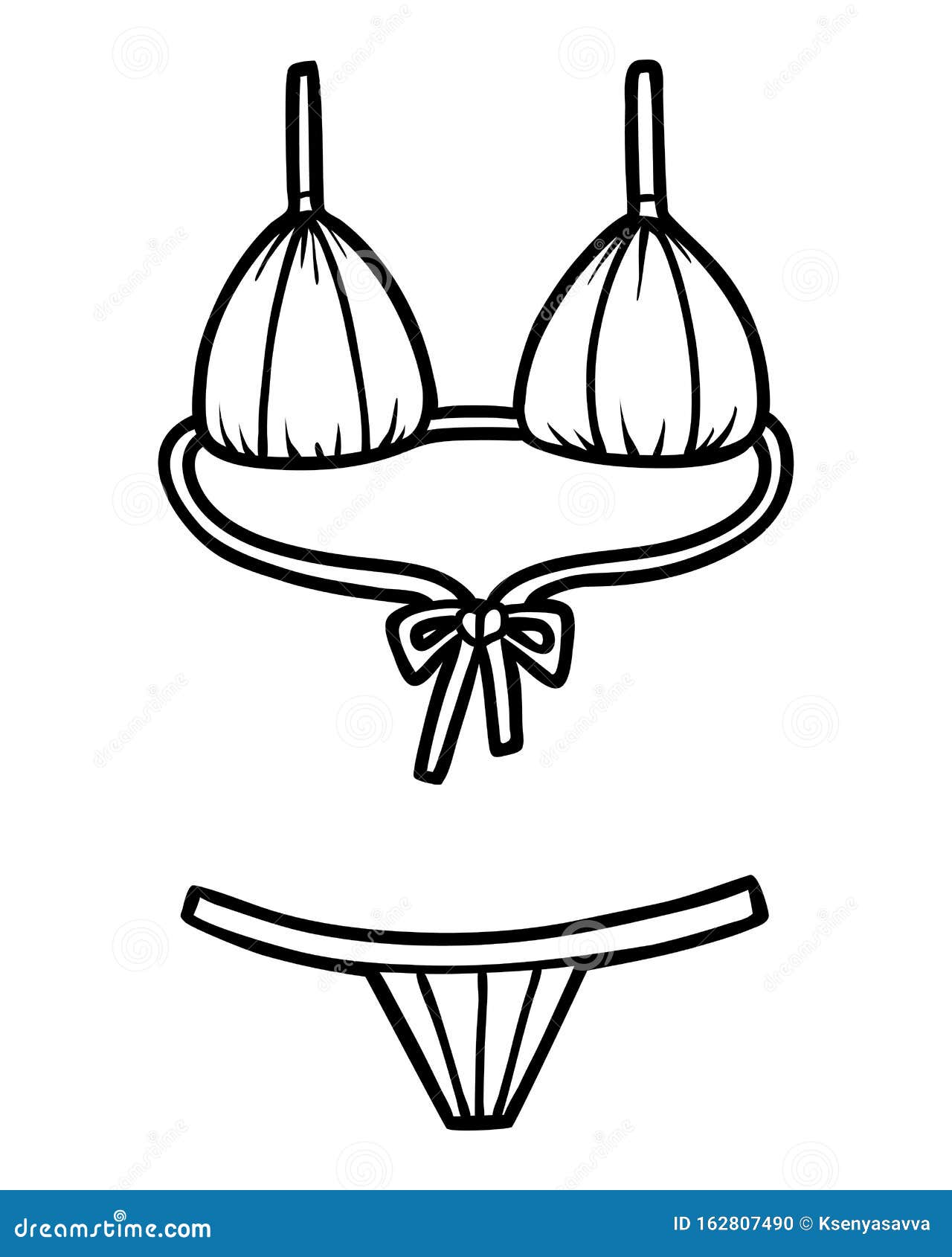 String Bikini Outline Vector Icon. Thin Line Black String Bikini Icon