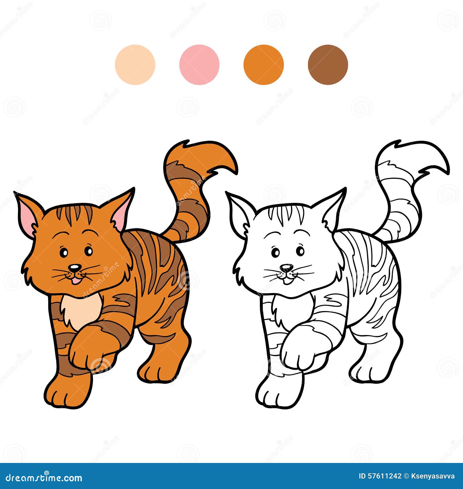 Coloring Book For Children (striped Cat) Stock Vector - Illustration of