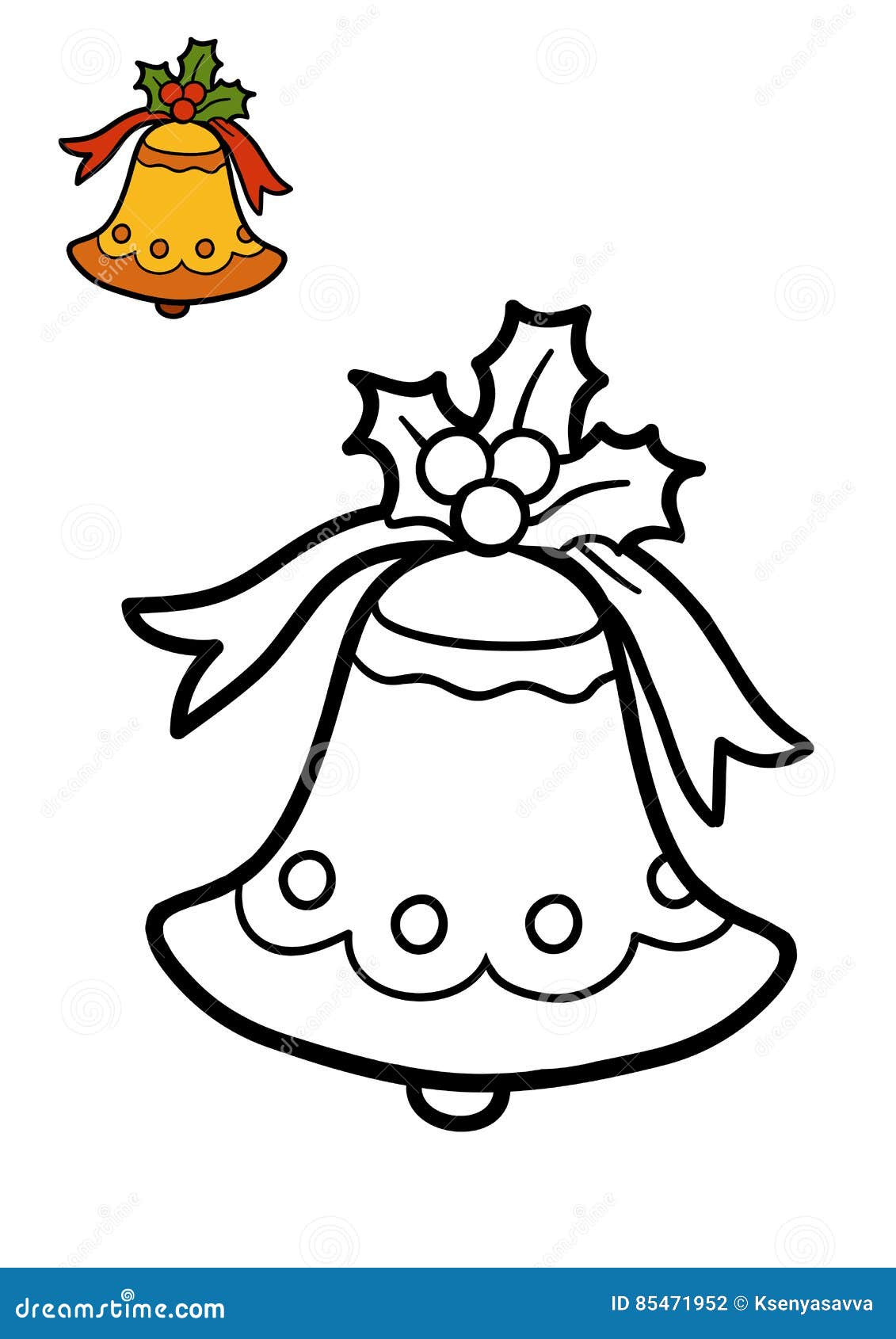 Coloring Book, Christmas Bell Stock Illustration - Illustration of