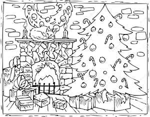 Coloring Book Christmas Tree Fireplace And Gifts Stock Vector Illustration Of Fireplace Coloring Book Christmas Tree Fireplace And Gifts Stock Vector Illustration Of Fireplace