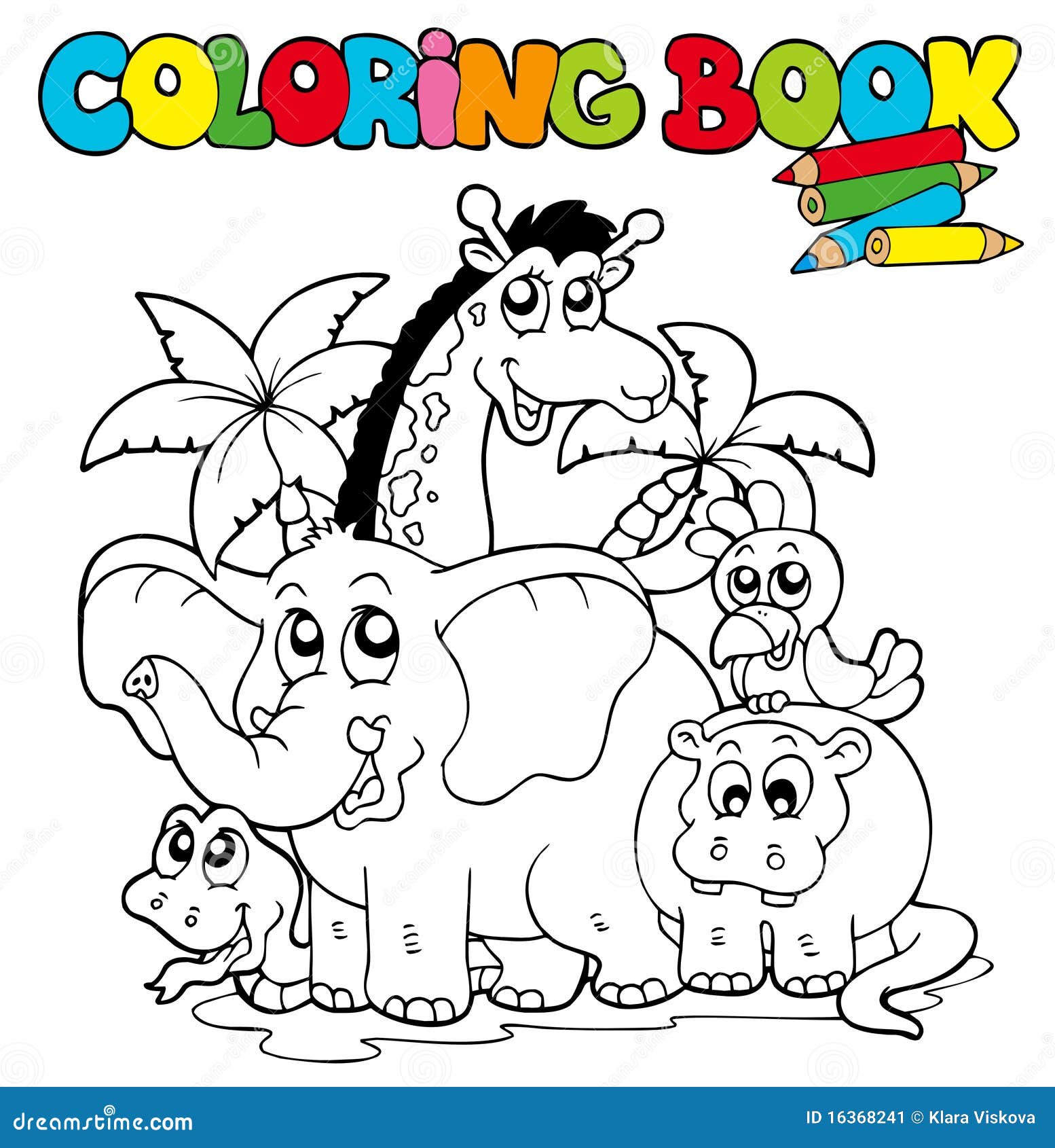 Download Coloring Book With Cute Animals 1 Stock Vector Illustration Of Africa Artwork 16368241