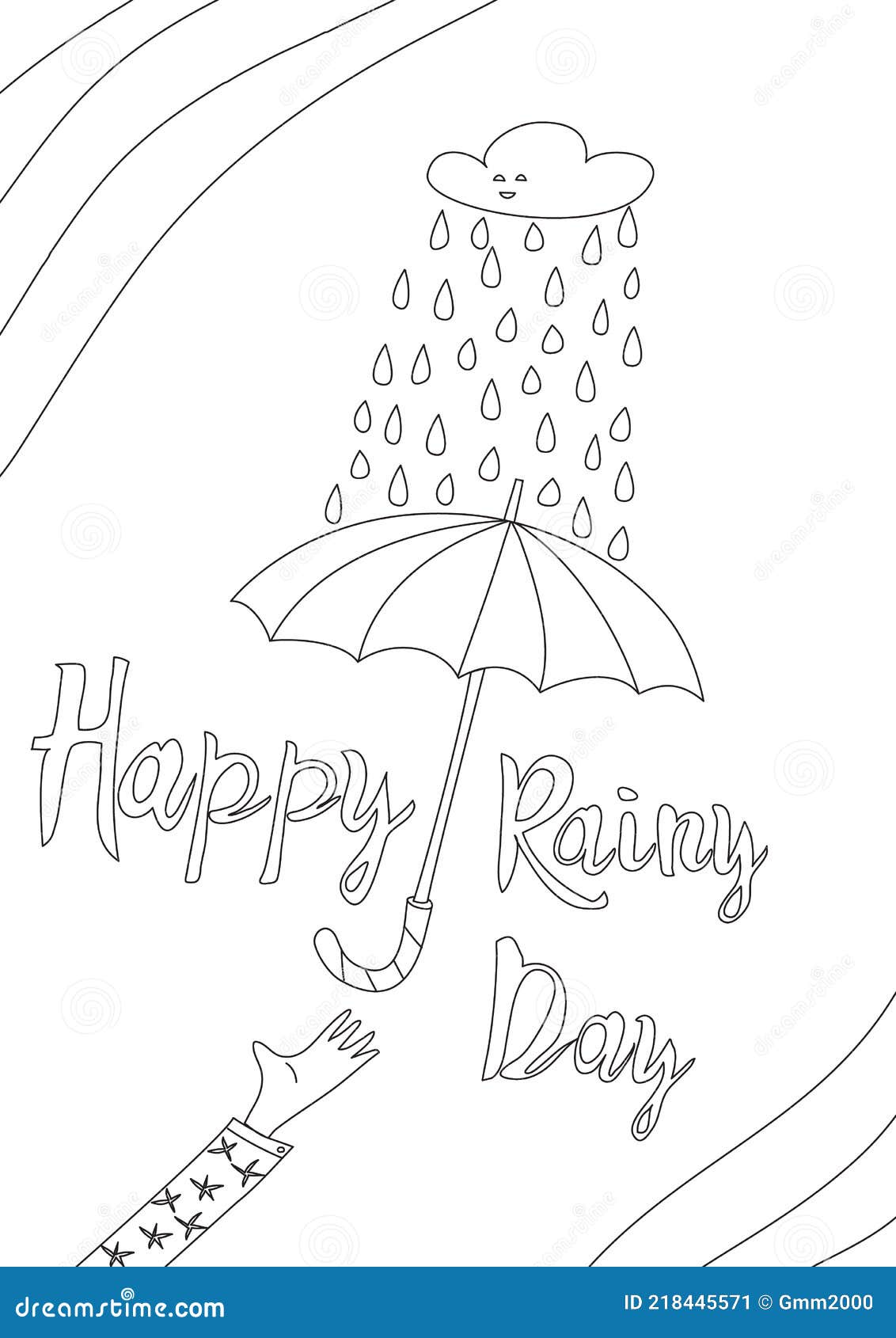 Coloring Book Cute Line Art Hand Drawn Happy Rainy Day Artwork ...