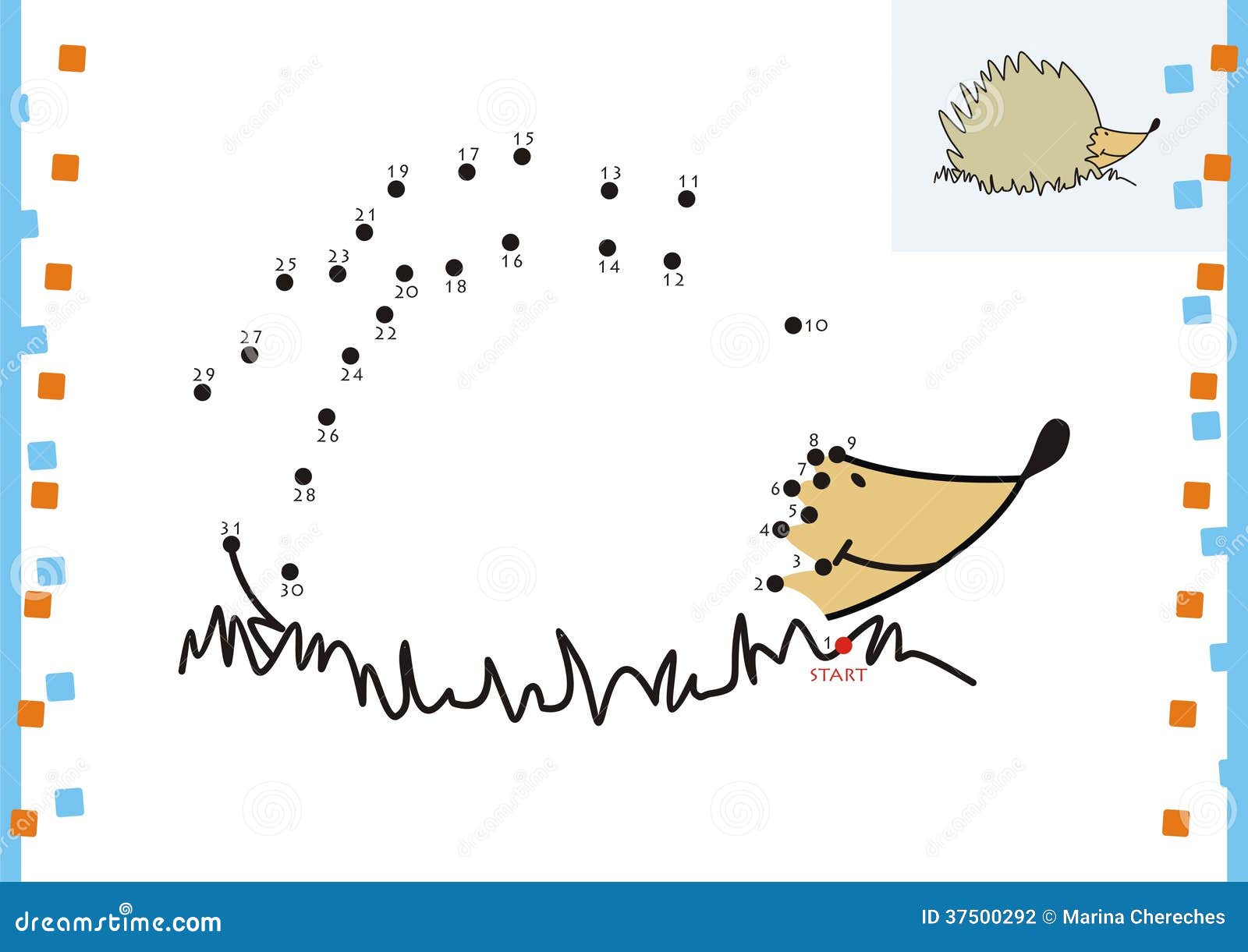 Coloring Book Dot To Dot. The Hedgehog Stock Photography - Image 