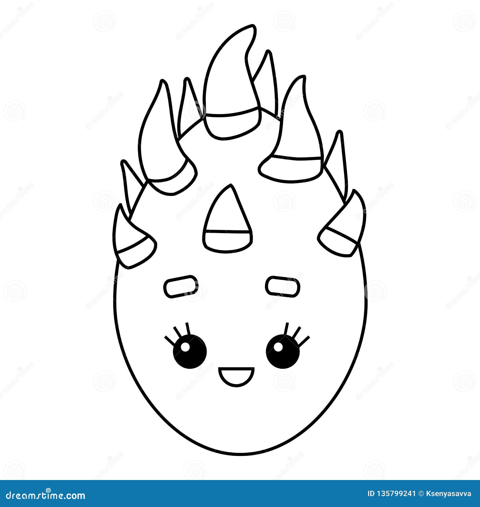 Download Coloring Book, Dragon Fruit With A Cute Face Stock Vector ...