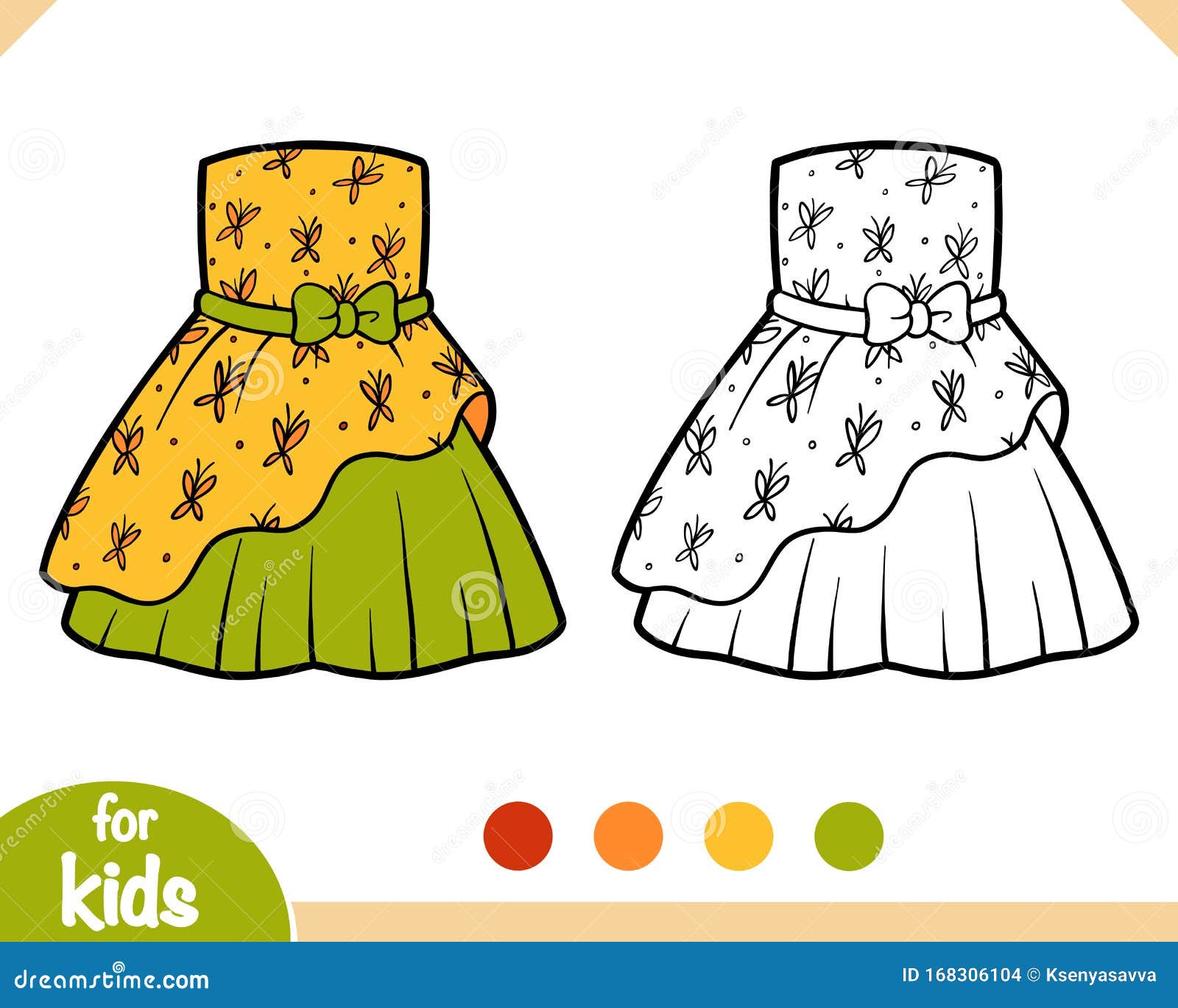 Download Coloring Book, Dress With Butterflies Pattern Stock Vector ...