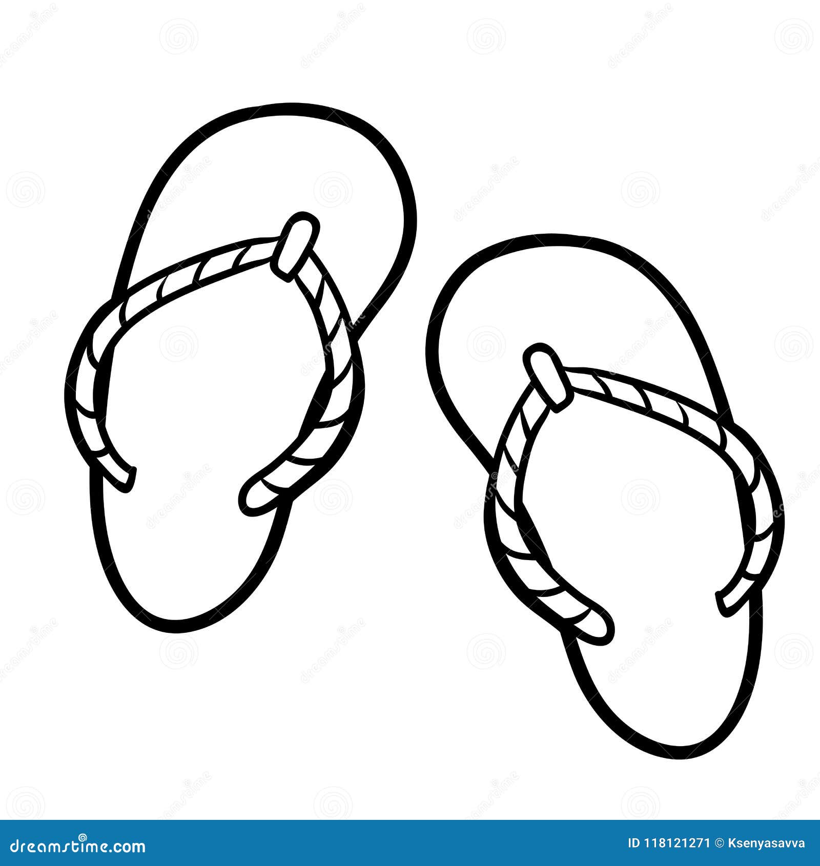 Coloring book, Flip flops stock vector. Illustration of isolated
