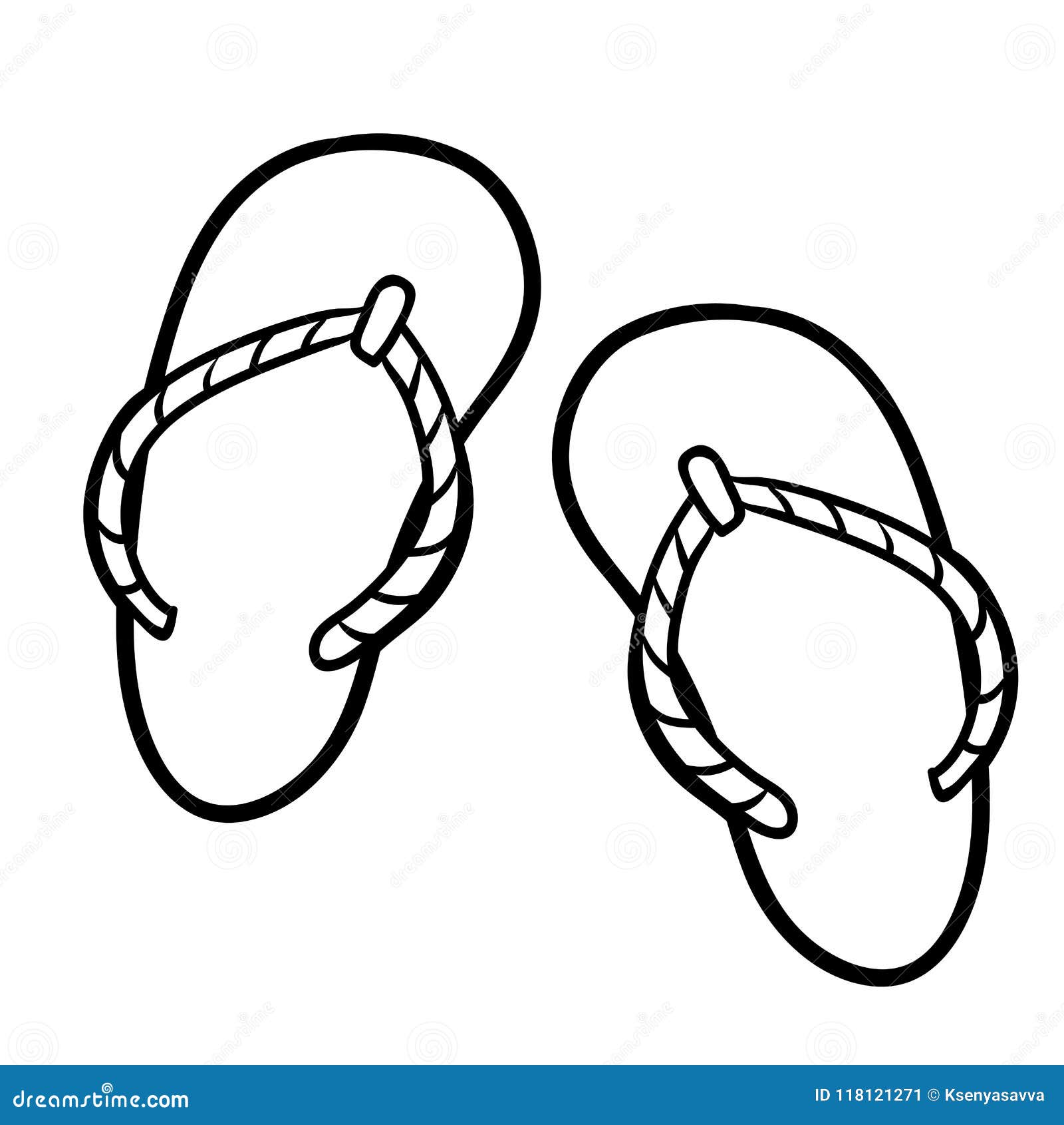 Coloring book, Flip flops stock vector. Illustration of isolated ...